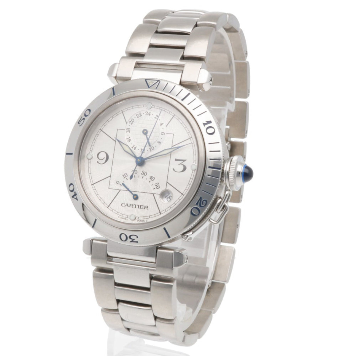 Cartier Pasha Power Reserve W31037H3 Silber Zifferblatt 38 mm Uhr