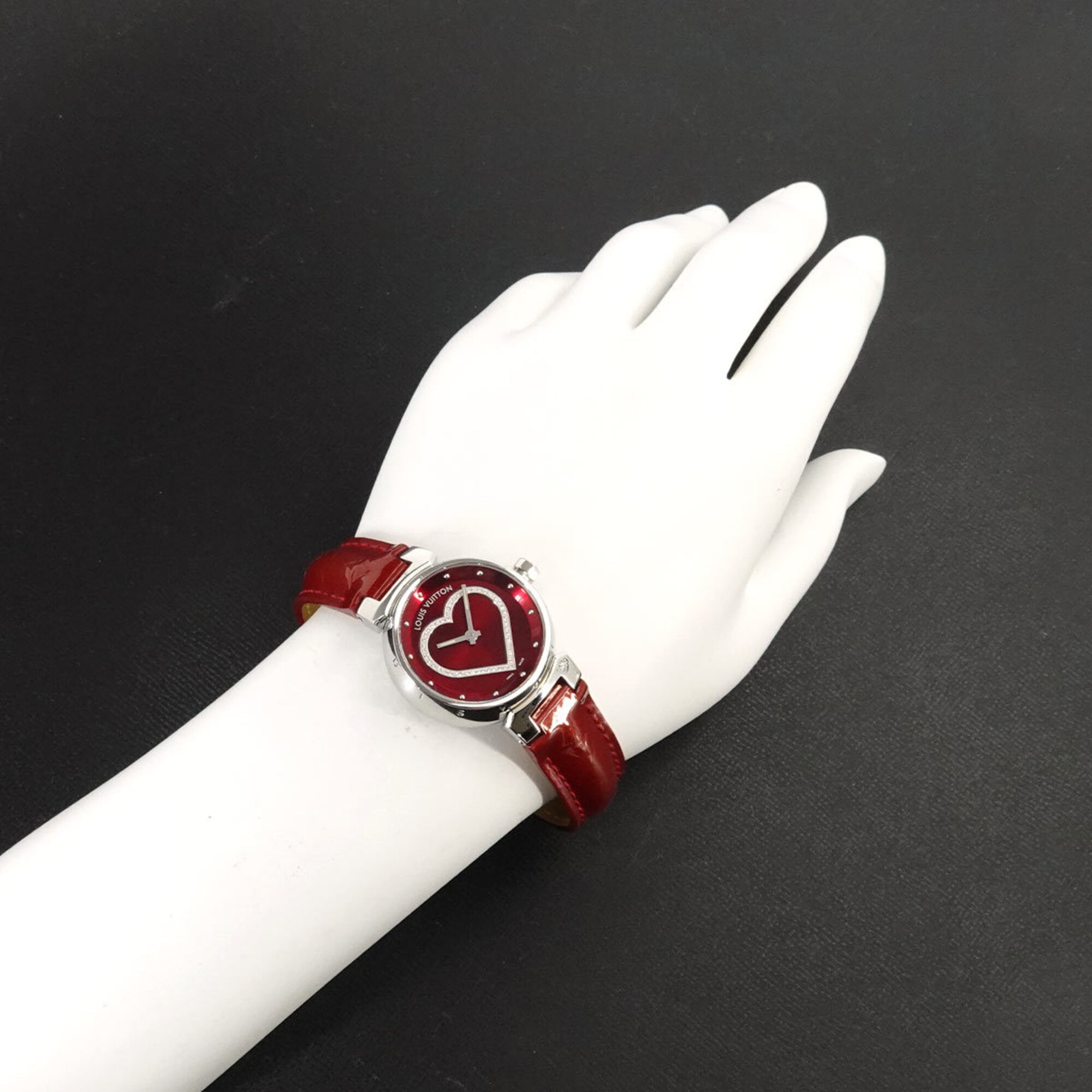 Louis Vuitton Tambour W Tour Q121Z Diamond Ladies Watch Heart Red Quartz