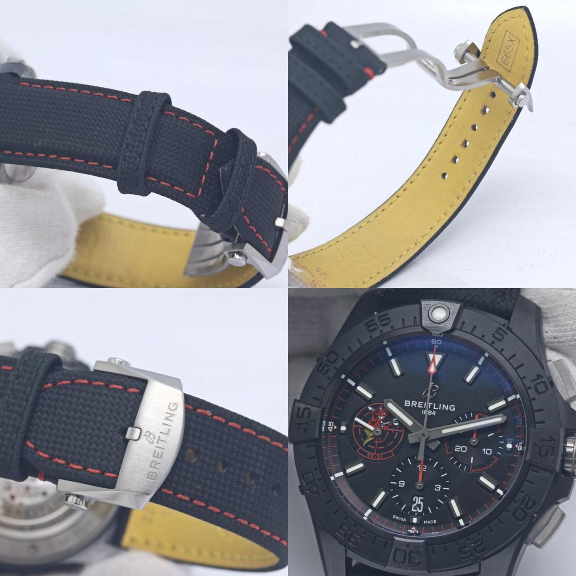 Montre Pour Hommes BREITLING Avenger B01 SB01473A1B1X1 SB0147 Chronographe 44 « Night Mission Dust Devils » en céramique et cuir de vachette 40375