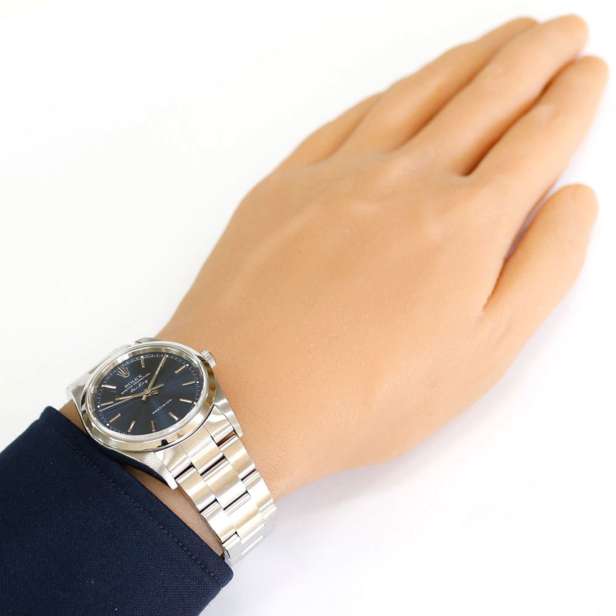 Rolex Air-King Oyster Perpetual 14000M, marineblaues Zifferblatt, 34 mm Uhr