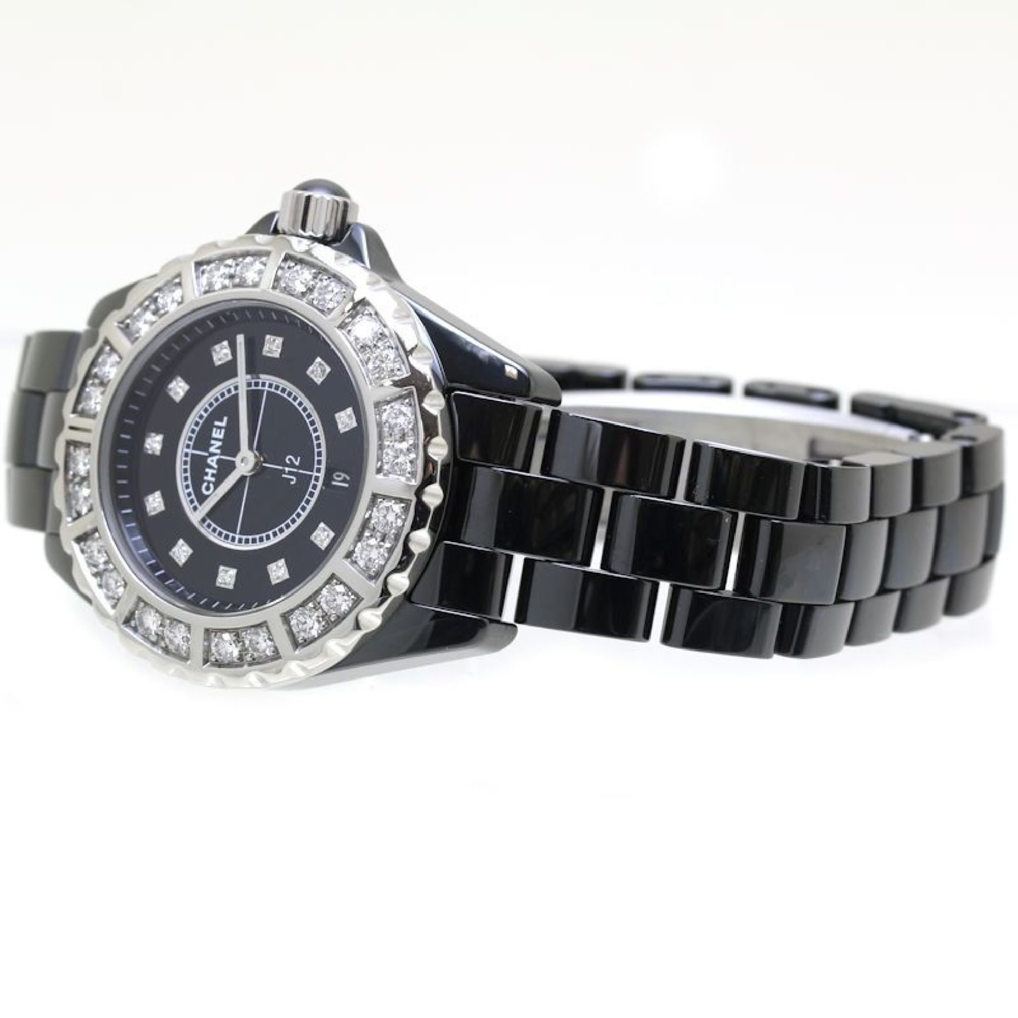 CHANEL J12 Bezel Diamond H2427 Black Ceramic x Stainless Steel Ladies 39763 Watch