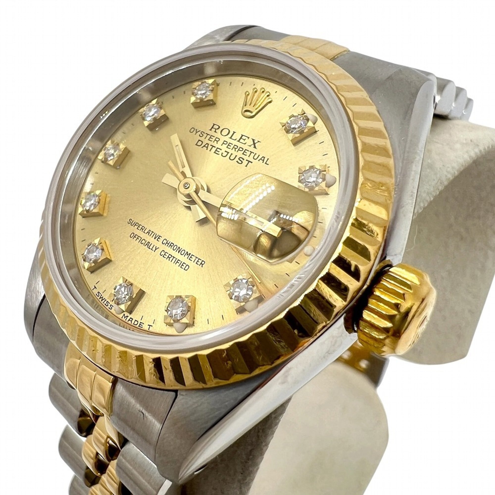 ROLEX Datejust 10P Diamond Stainless Steel 18K Yellow Gold Dial 69173G L-serial Two-tone Automatic Wo
