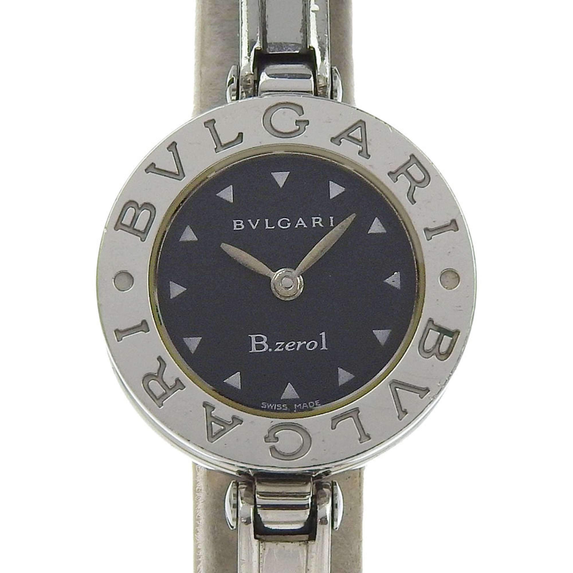 BVLGARI Bzero1 Watch, BZ22SS, Stainless Steel, Quartz Movement, Analog Display, Black Dial, Women's