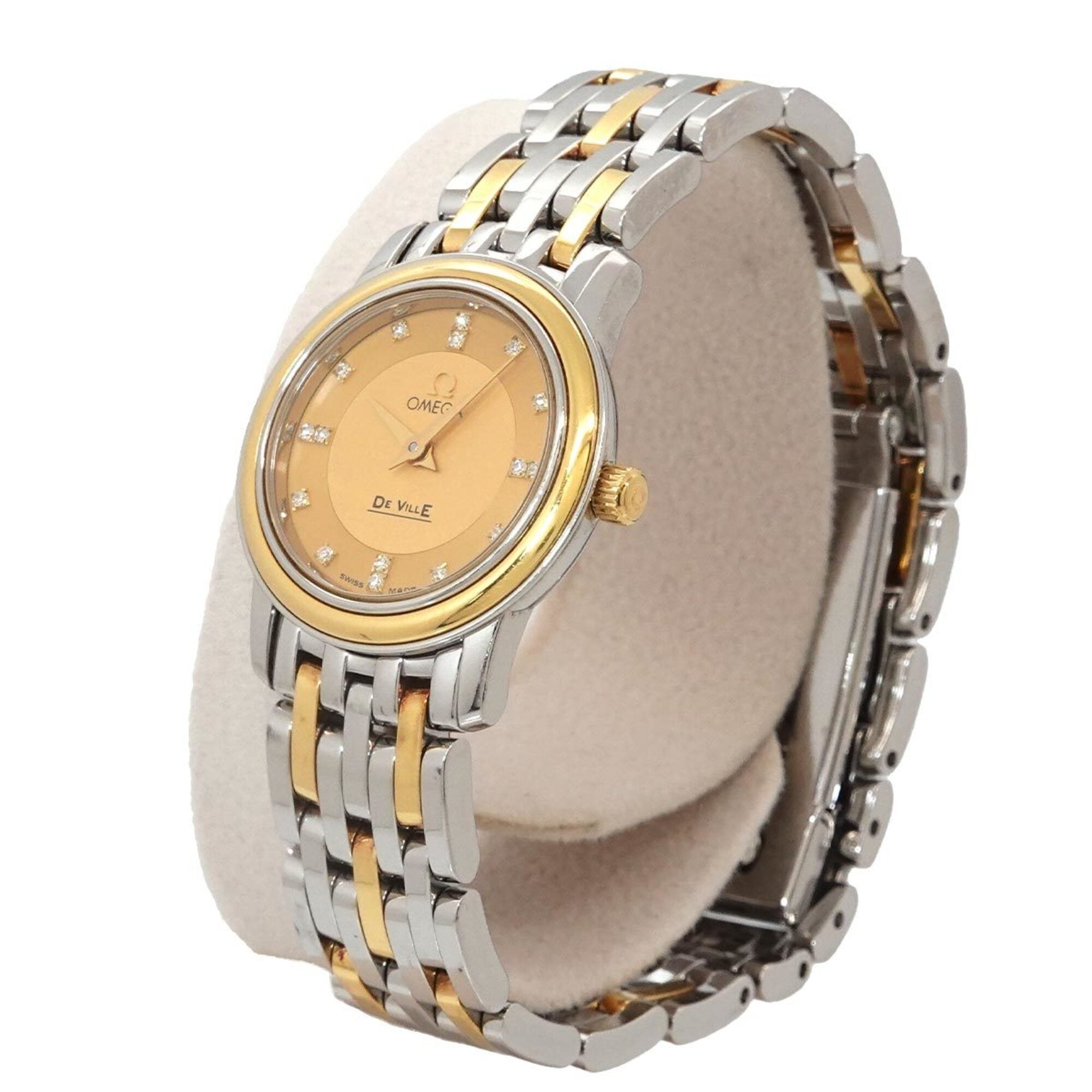 Omega De Ville Prestige Combination 4370 16 Ladies' Watch 16P Diamond Gold YG Quartz