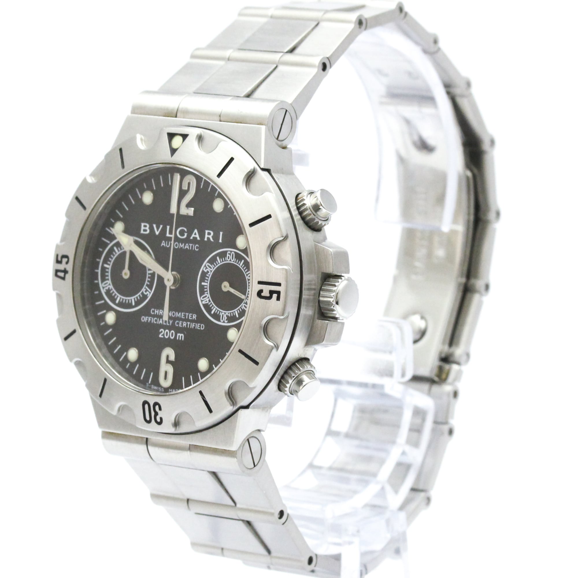 Bulgari Diagono SCB38S Black Dial 38mm Watch