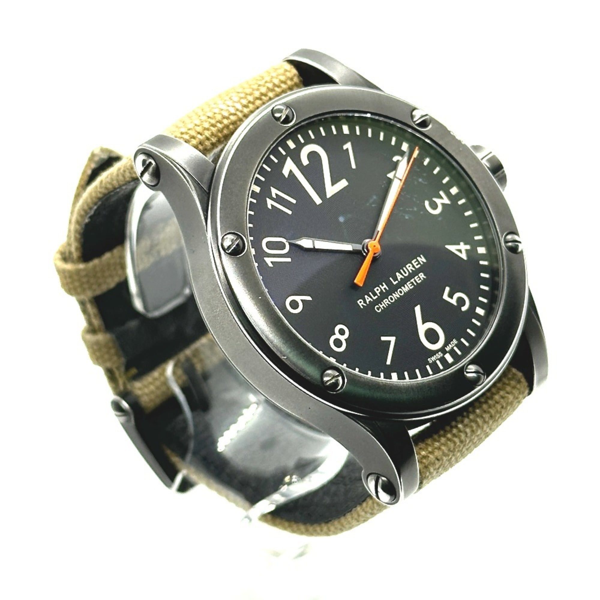 RALPH LAUREN Ralph Lauren Sporting Safari RL67 Chronometer-Uhr (RL0220900) mit Edelstahlarmband Textil Textil, Schwarz/Khaki