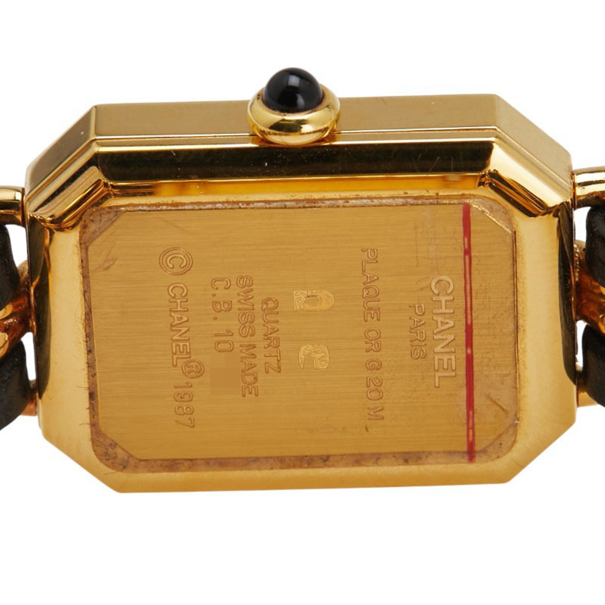 CHANEL Premiere M Quarz-Damenuhr mit Schwarz Zifferblatt und beschichtetem Lederarmband