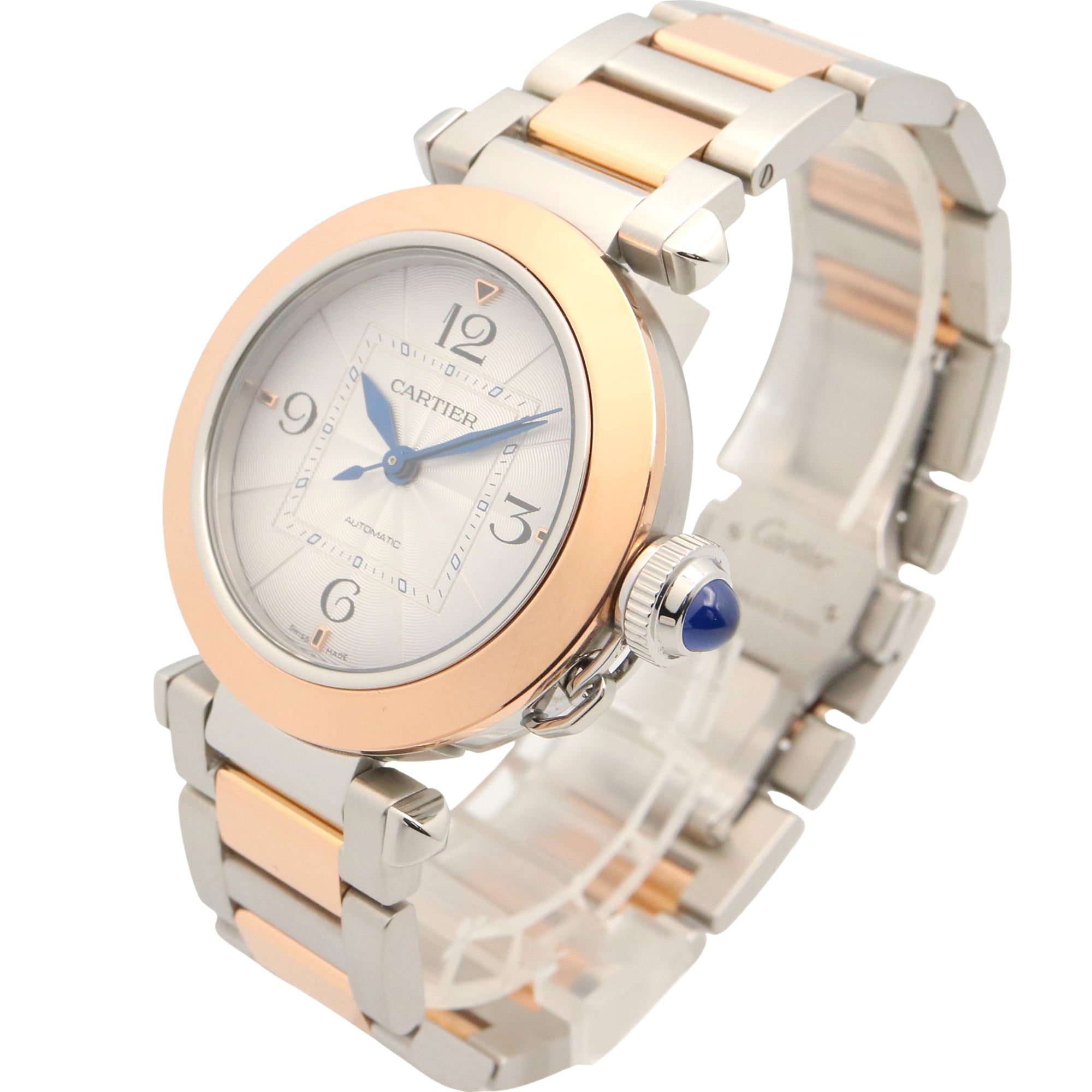 Cartier Pasha de watch, 18K pink gold (PG) stainless steel, boys' size, silver tone, W2PA0008