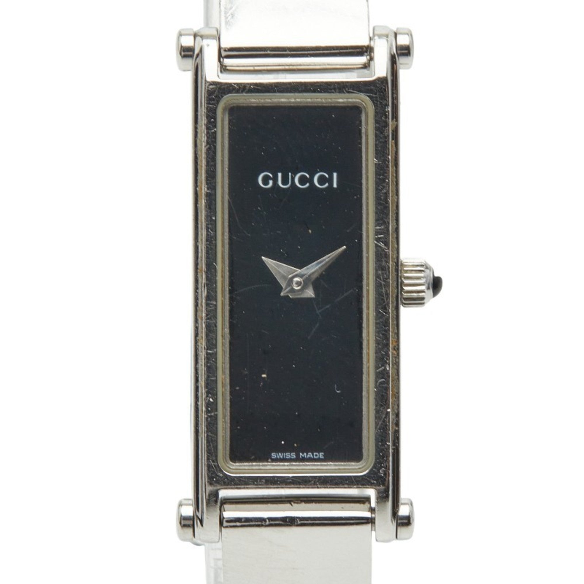 Gucci 1500L Quartz Watch with Black Dial and Stainless Steel, Women's