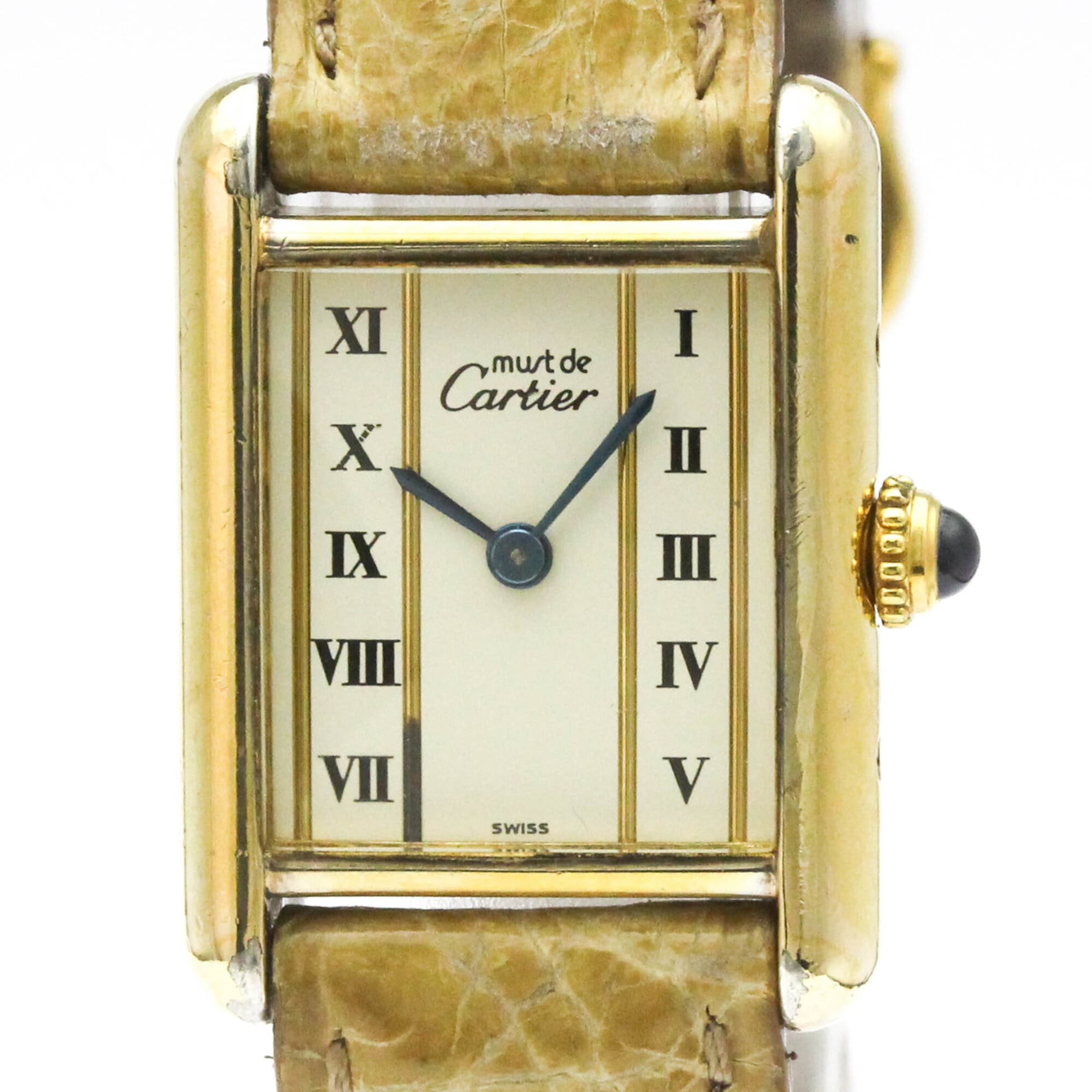 Must de Cartier Tank Quartz 腕時計 CARTIER Must Tank Vermeil Gold Plated Quartz Ladies Watch 5057001