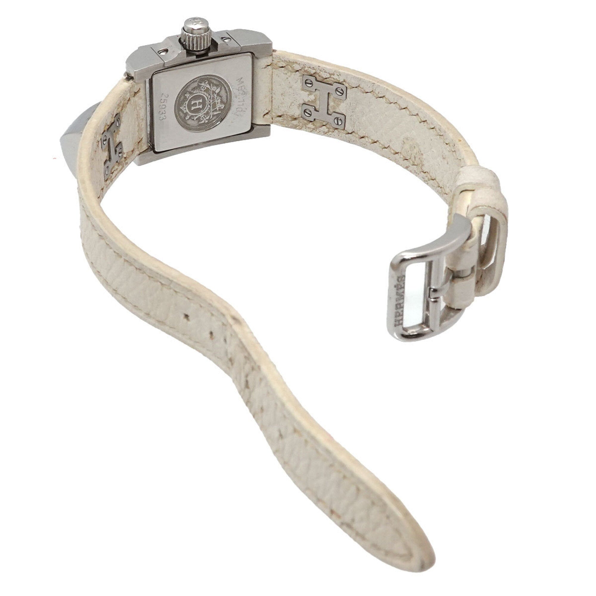 Hermes Medor Mini ME2 110 Wo Studded White Quartz