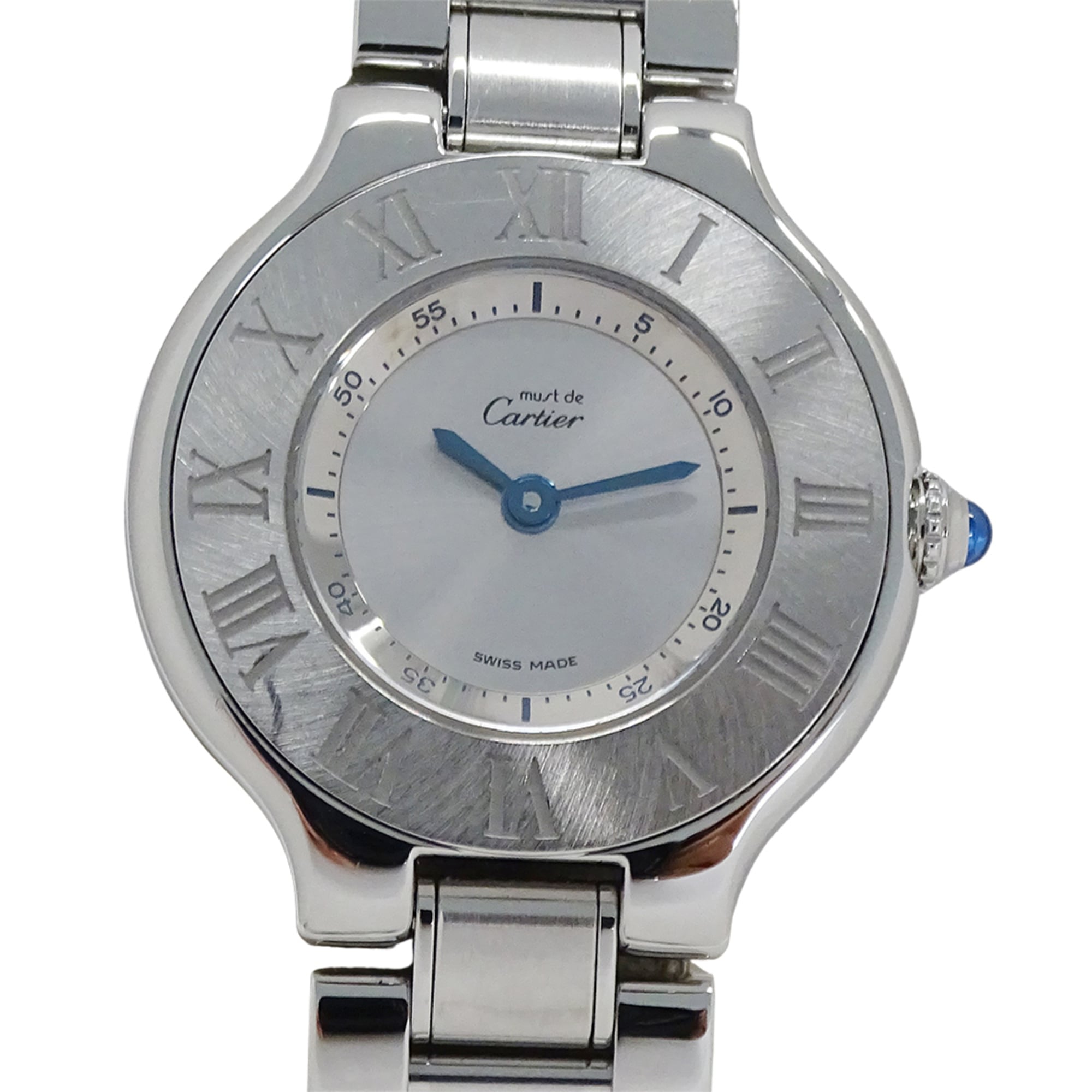 Cartier women's watch, Must 21 Vingt-et-un SM, quartz movement, stainless steel (SS), W10109T2, silver.