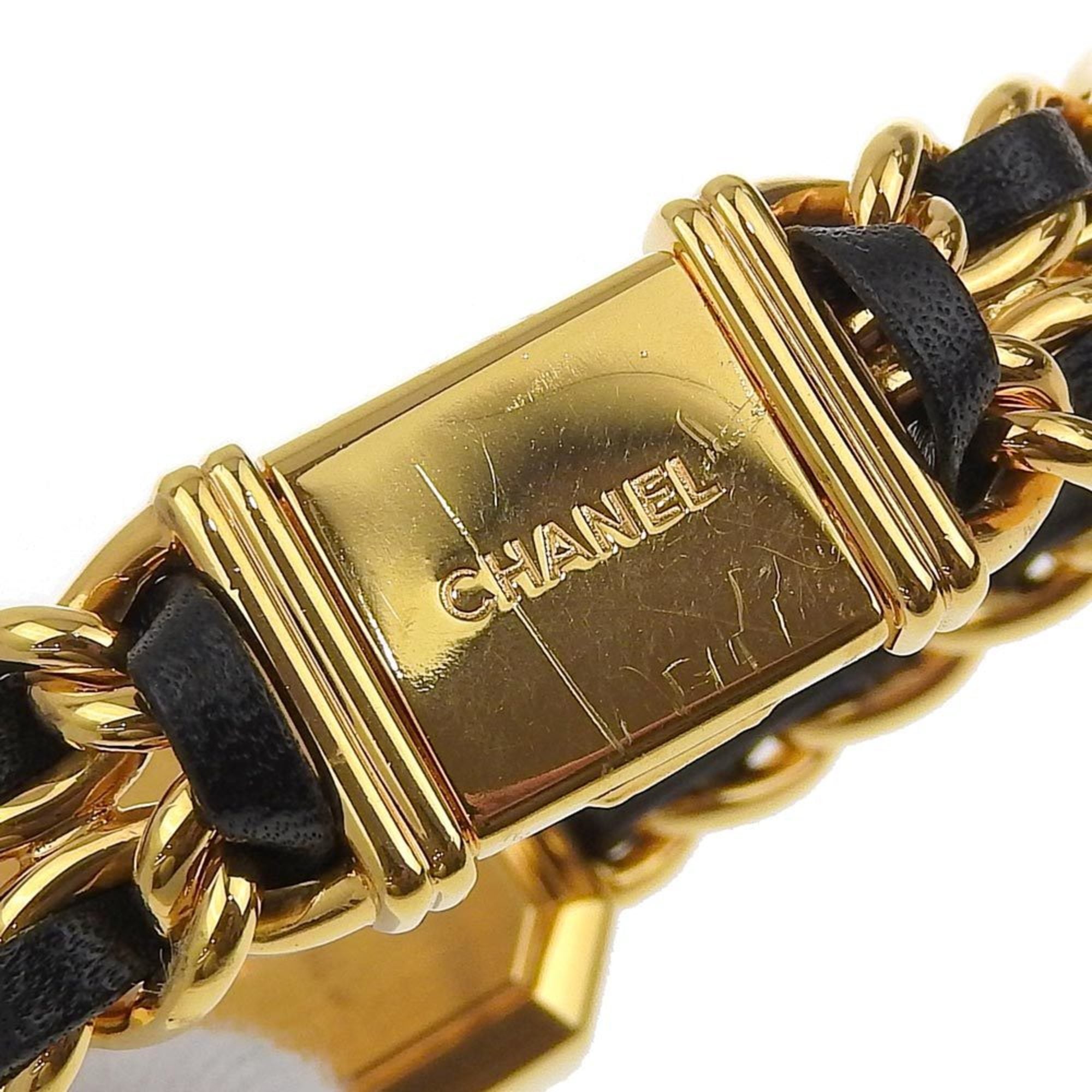 Chanel CHANEL Premiere S Uhr H0001 Vergoldet x LederQuarz analoges ZifferblattSchwarz Zifferblatt, Damenuhr