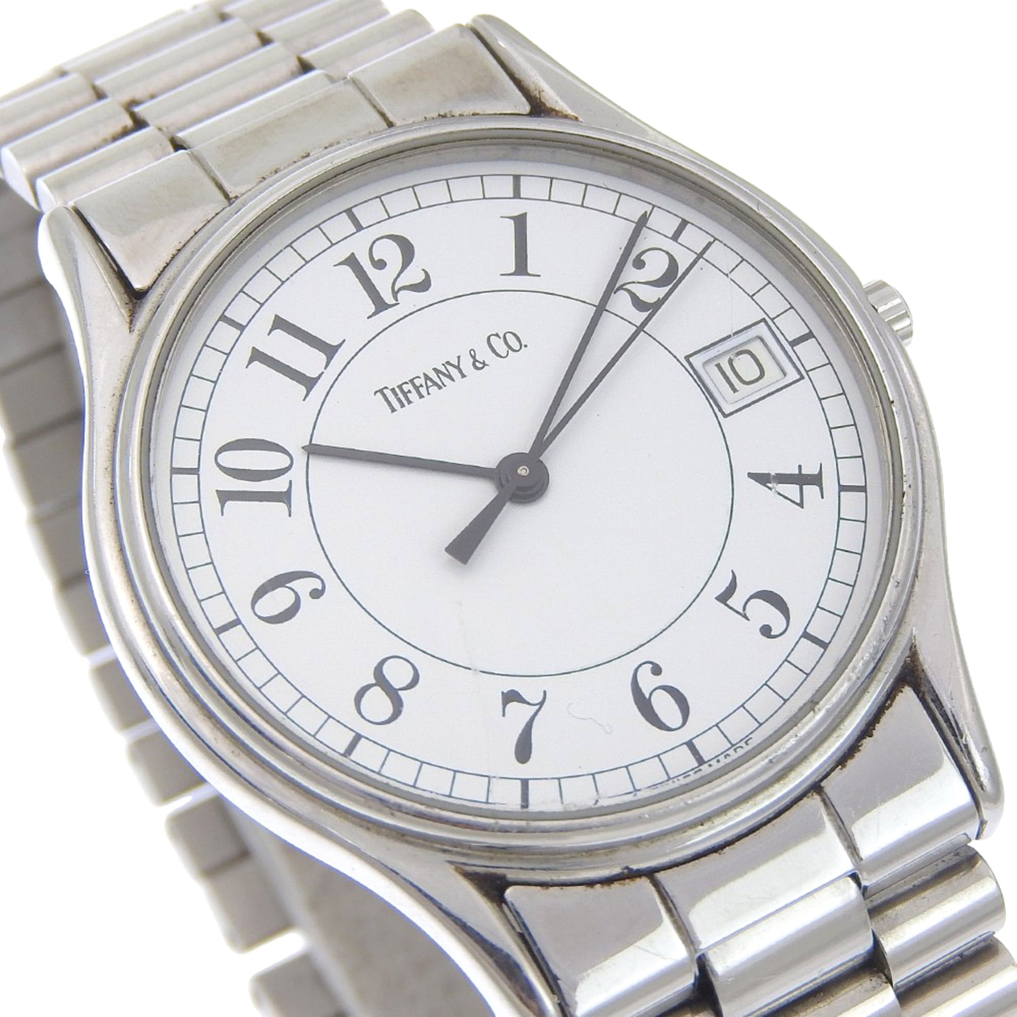 Montre classique Tiffany & Co., acier inoxydable, Quartz, analogique, cadran Blanc, unisexe