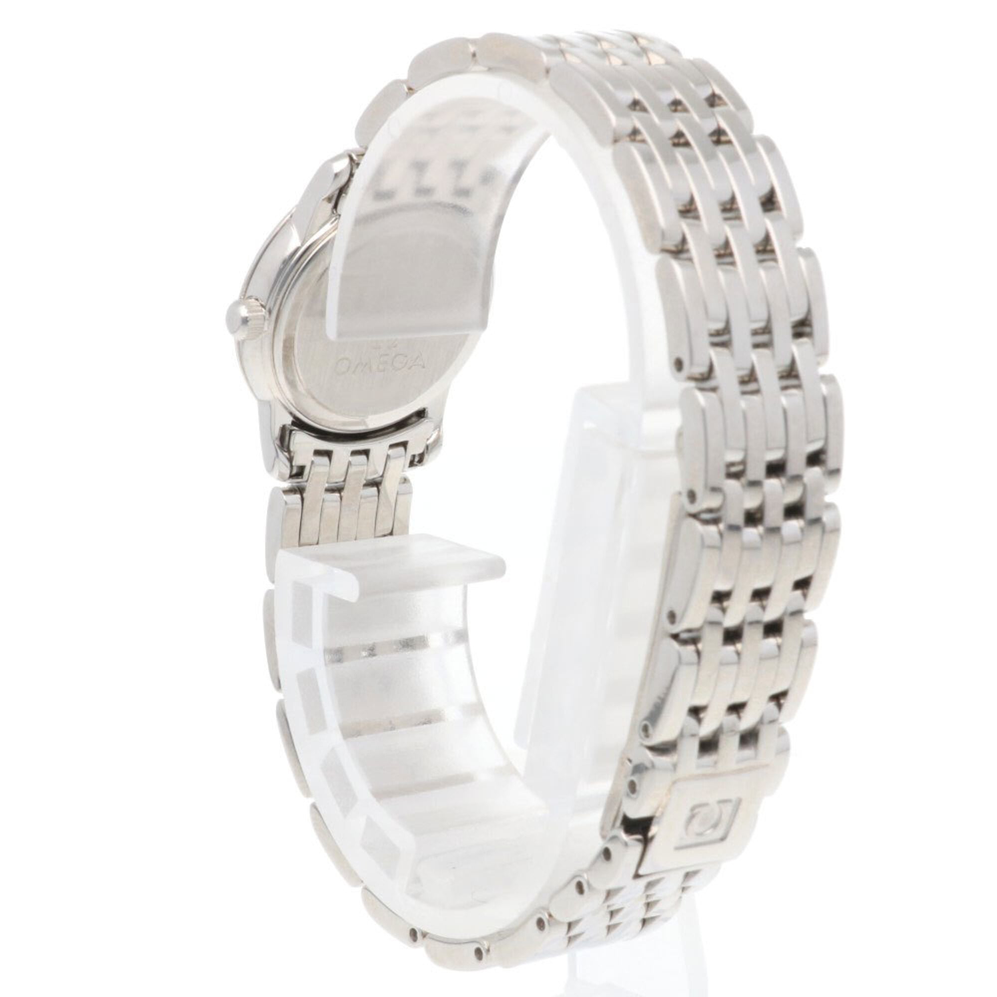Omega De Ville watch, stainless steel quartz, polished, 59518XXX, ladies', OMEGA, white mother-of-pearl bezel, diamond.