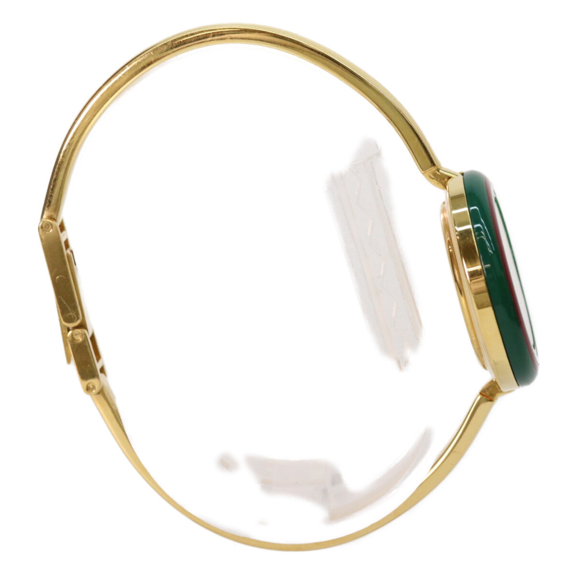 GUCCI 1100L 11 12.2 Horloge met verwisselbare rand, middelgroot, quartz, goud, witte wijzerplaat, dameshorloge