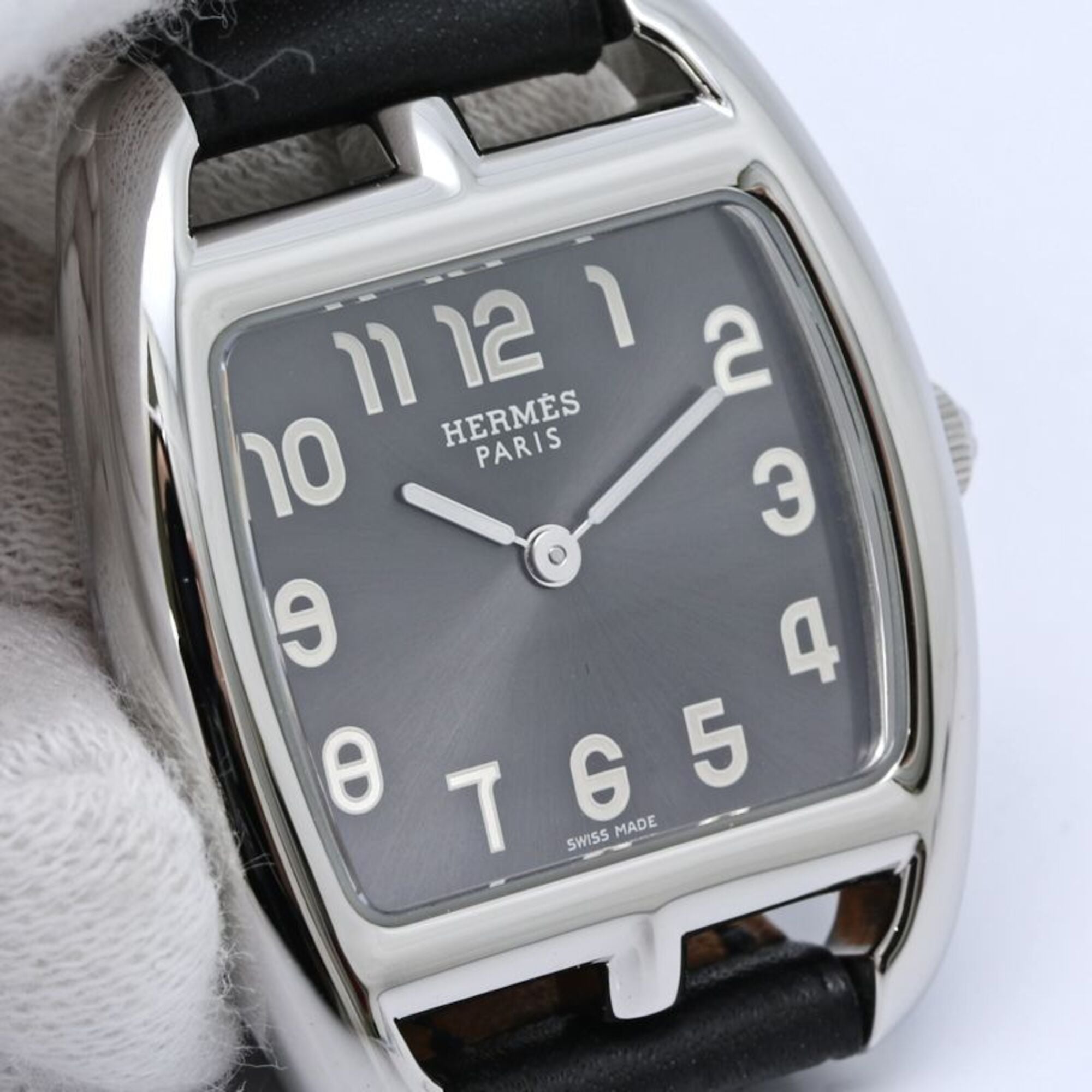 HERMES Cape Cod Tonneau CT1.210.230 VBN 034326WW00 Wo Stainless Steel x Cowhide Leather 40560