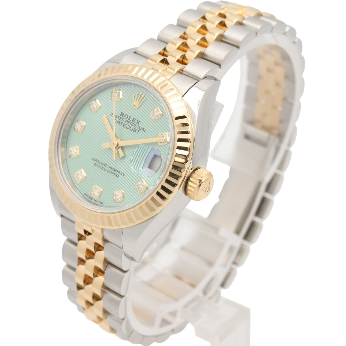 Rolex Datejust 10P Diamond 279173G Green Dial 28mm Watch