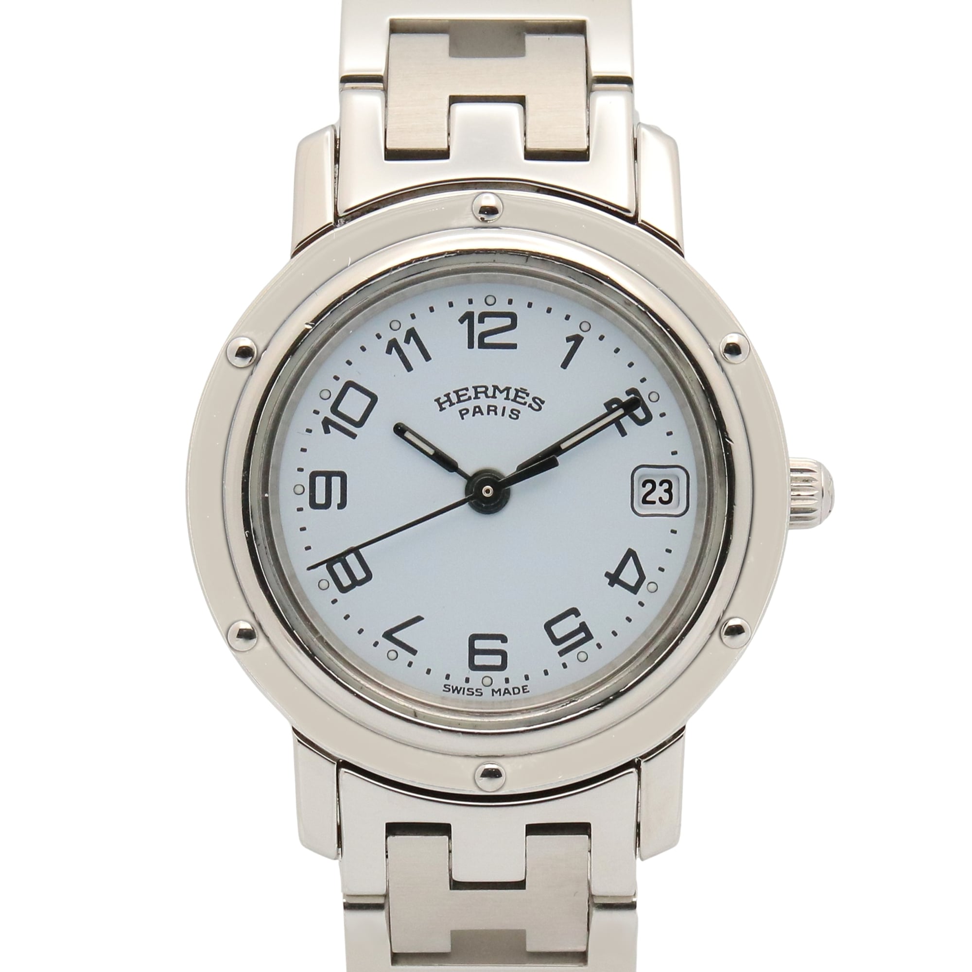 Hermes Clipper Watch, Stainless Steel, Women's, White (CL4.210)