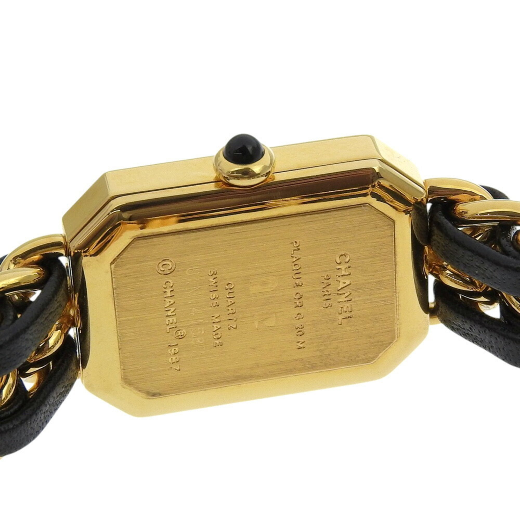 CHANEL Premiere S-horloge H0001, verguld leer, quartz uurwerk, analoge wijzerplaat, zwarte wijzerplaat, dameshorloge