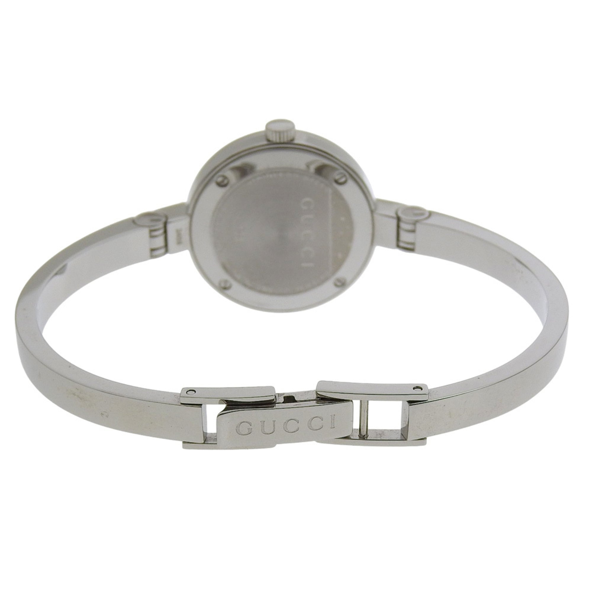 Gucci GUCCI Horloge 105 Roestvrij staal x diamant, quartz, analoog display, zwarte wijzerplaat, dameshorloge