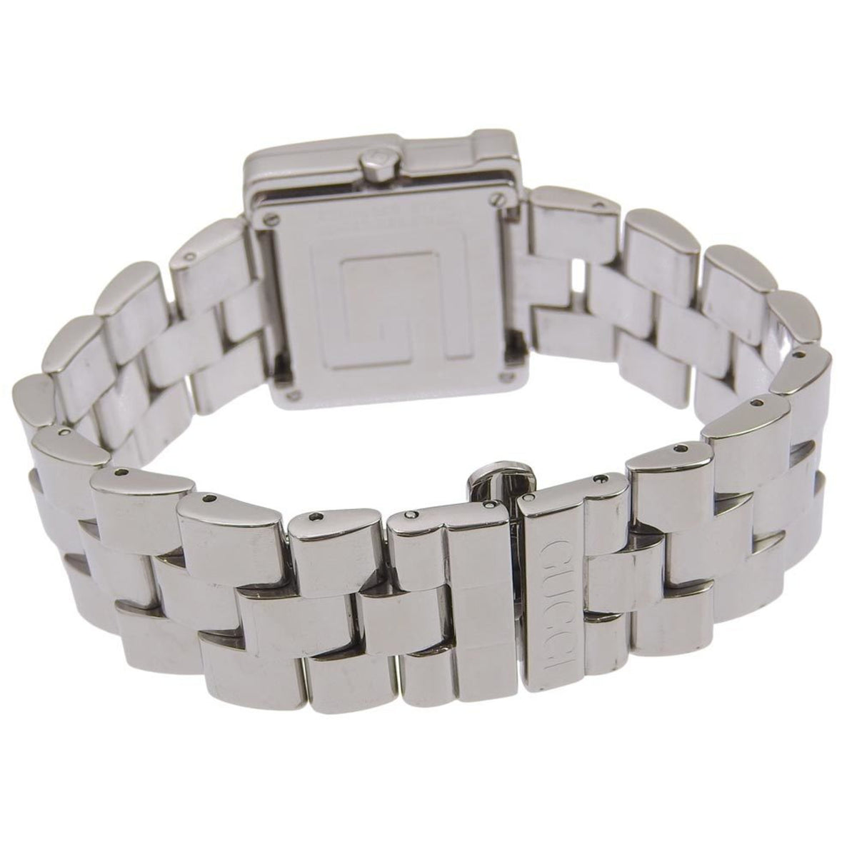 GUCCI Uhr 4600L Edelstahl Swiss Made Silber Quarz Analoganzeige Schwarz Zifferblatt Damen