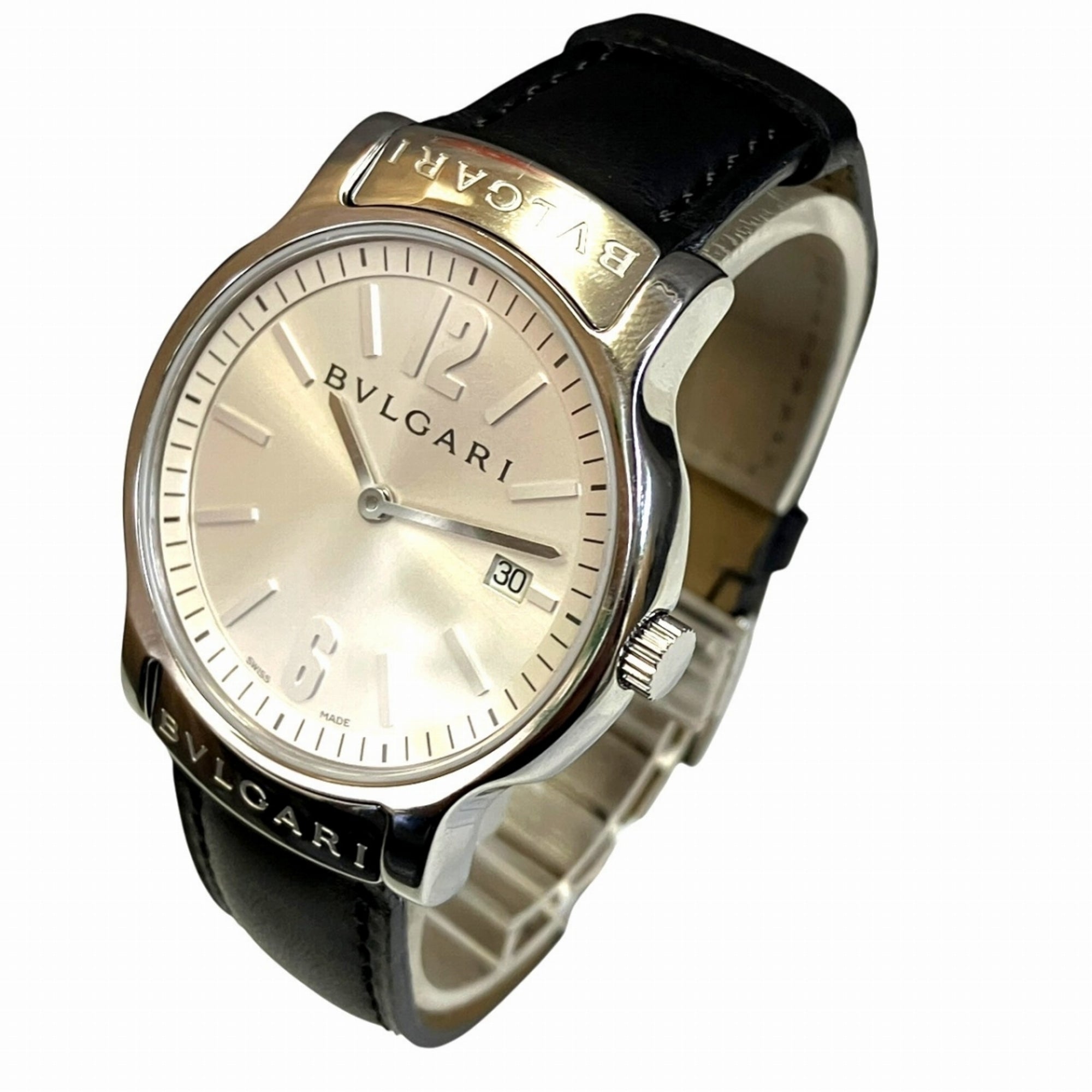 Bulgari Bulgari Solo Tempo watch, total weight 38.1g, stainless steel, genuine leather strap, quartz movement, ST35S
