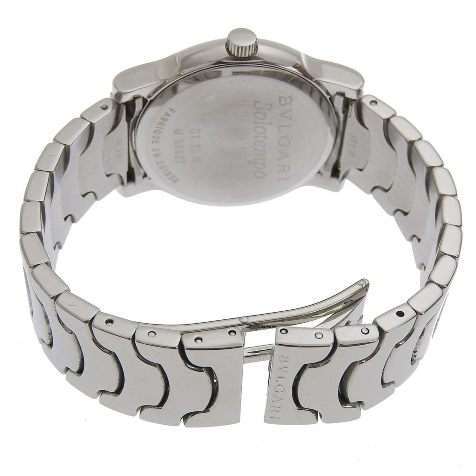 BVLGARI Solo Tempo Uhr ST35S Edelstahl Quarz Analoganzeige Schwarz Zifferblatt Herrenuhr