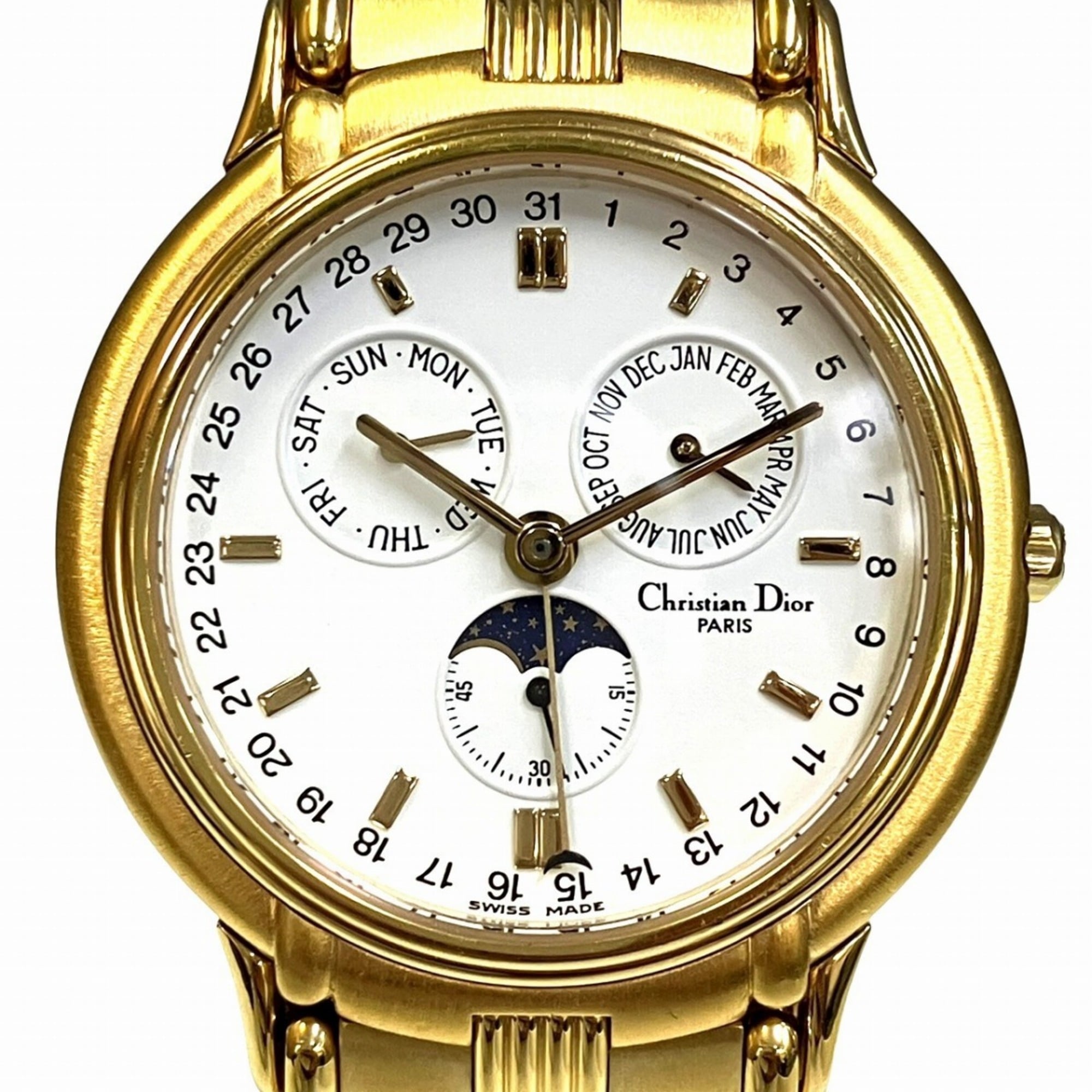 Christian Dior Moon Phase Triple Calendar Watch, Total Weight 70.6g, G