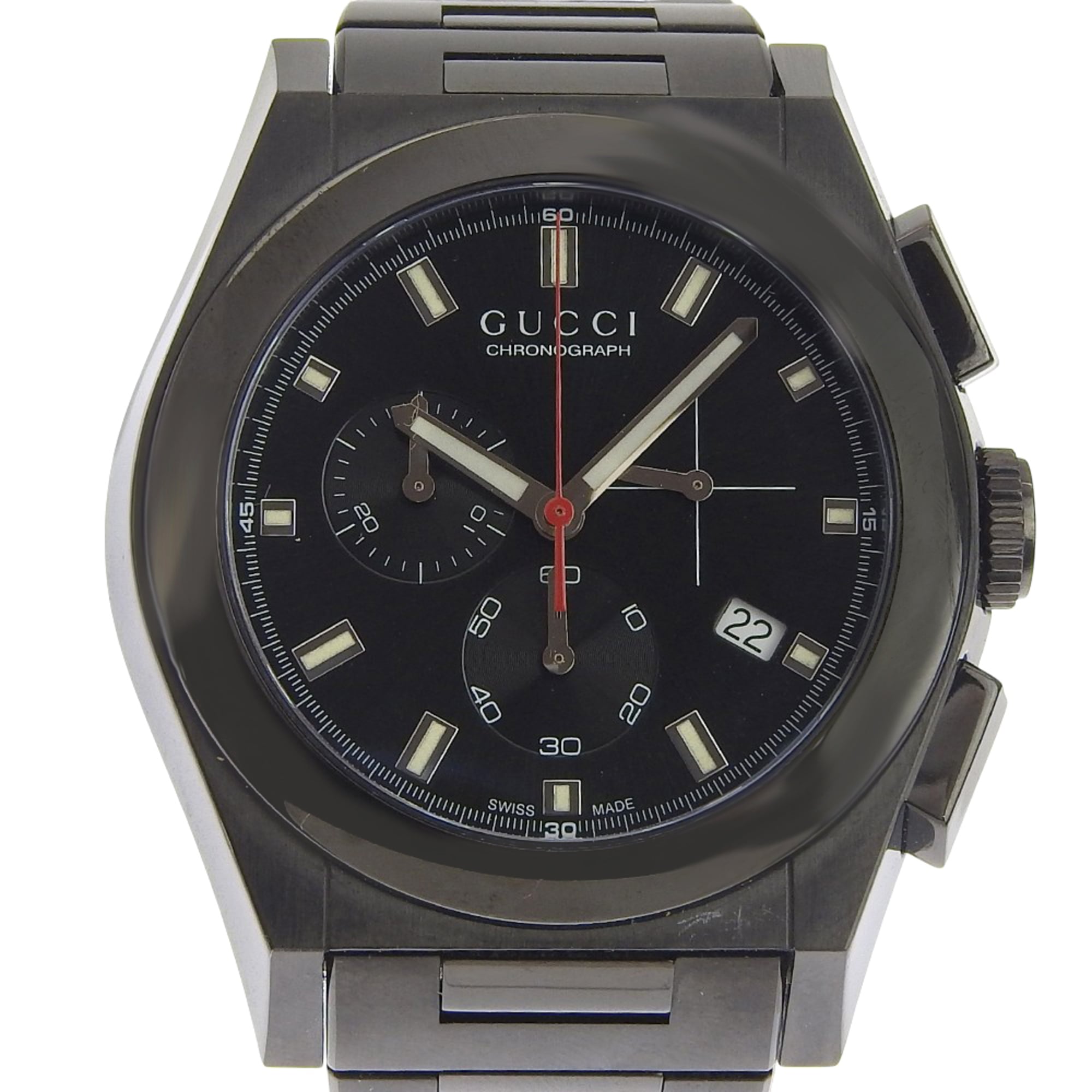 Gucci Pantheon Men's Watch, 115.2 Stainless Steel, Black Quartz Chrono