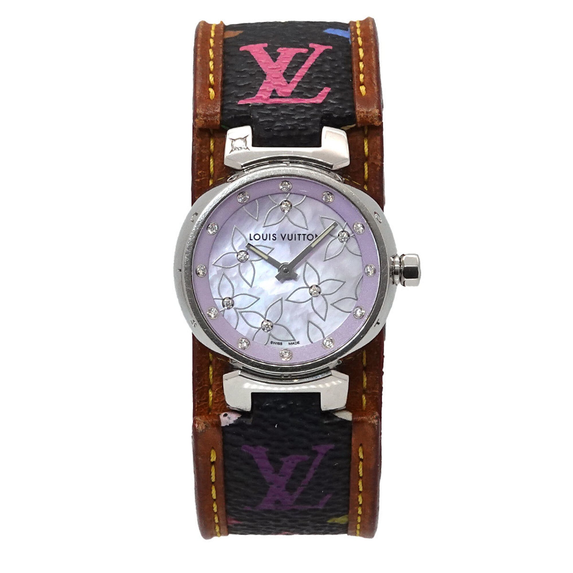 Louis Vuitton Tambour Q1210 Purple Dial 28mm Watch