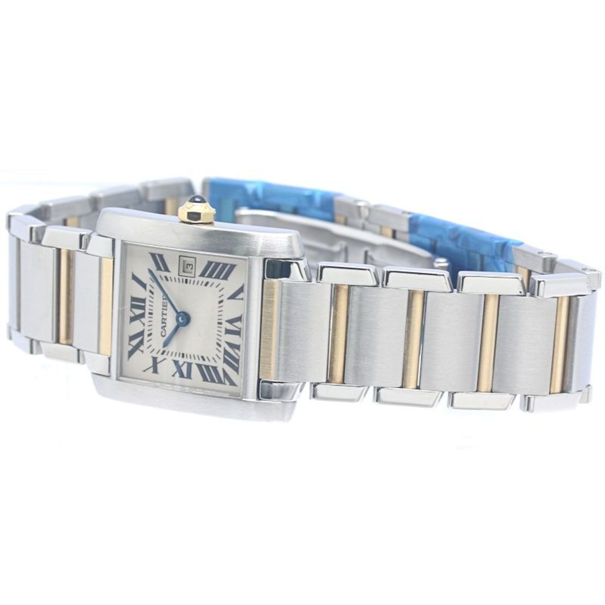 CARTIER Tank Française MM W51012Q4 Uhr, Jungengröße, 18 Karat Gelbgold x Edelstahl, 40380
