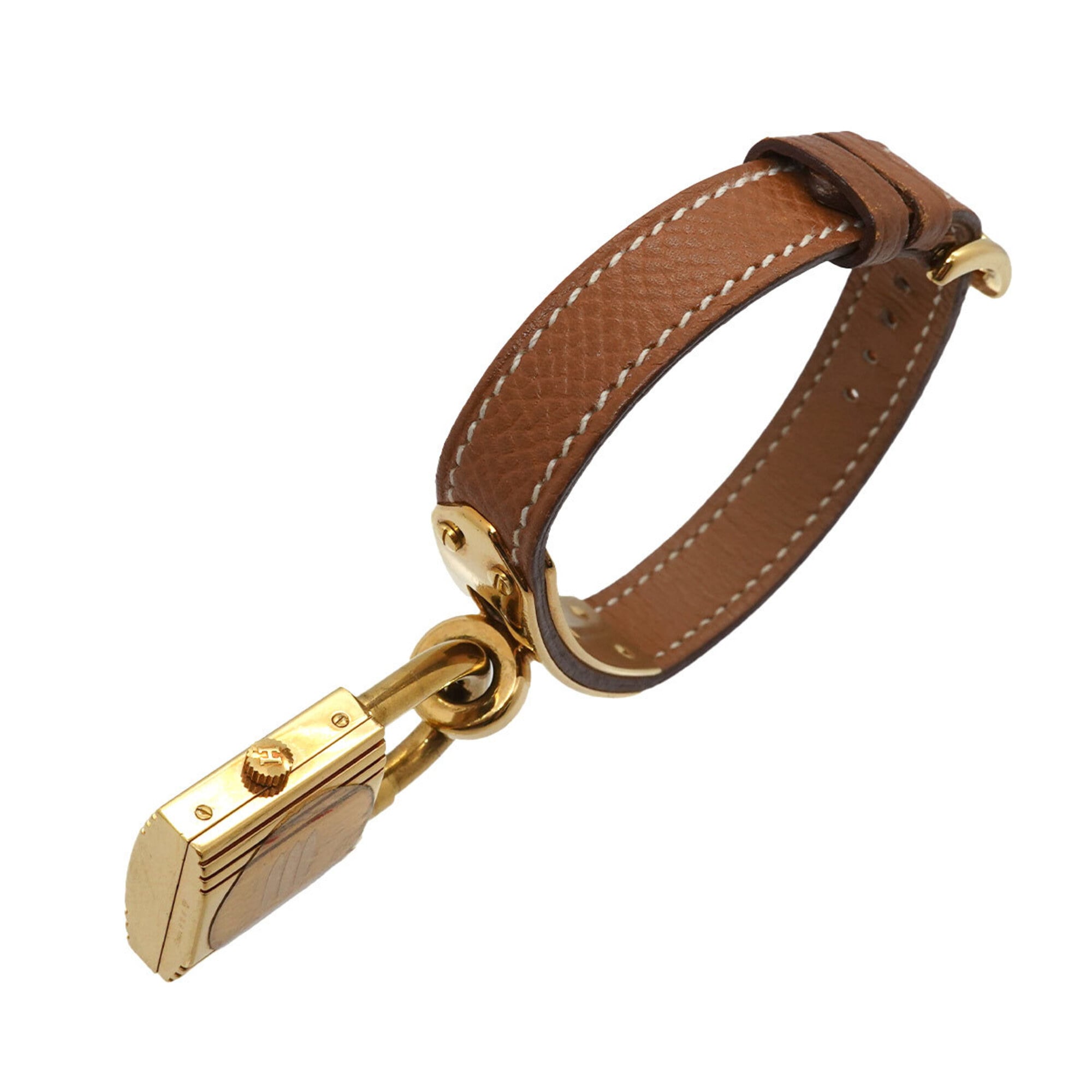 Hermes Kelly Watch, Ladies' Gold and Brown Quartz Watch with Padlock