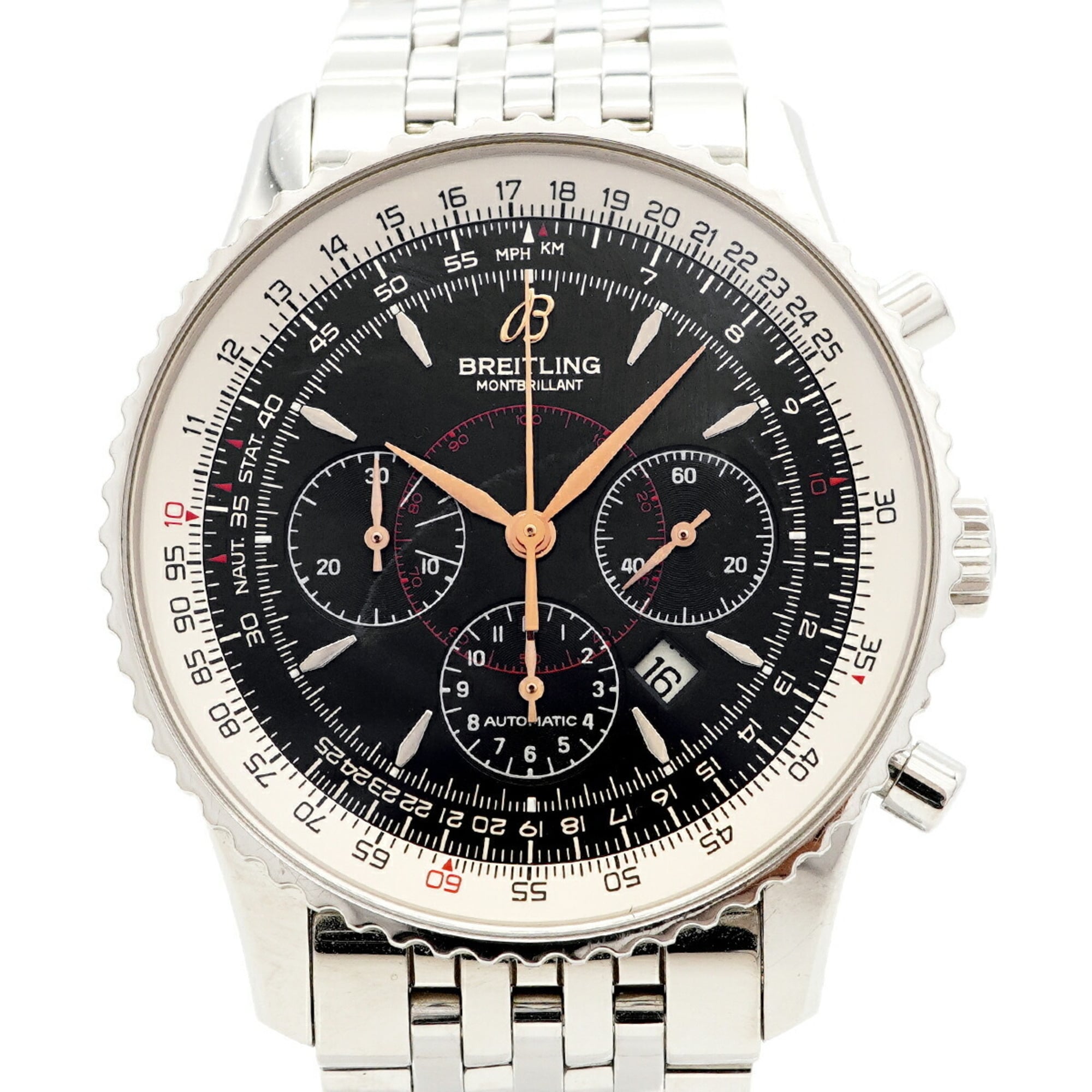 Breitling Montbrillant A41370 Black Dial Stainless steel 38mm Watch