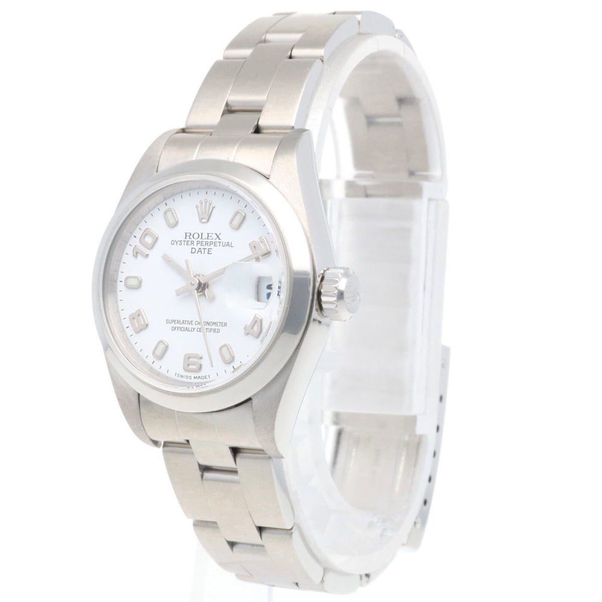 Rolex Datum Oyster Perpetual 79160 Weiß Zifferblatt 26 mm Uhr