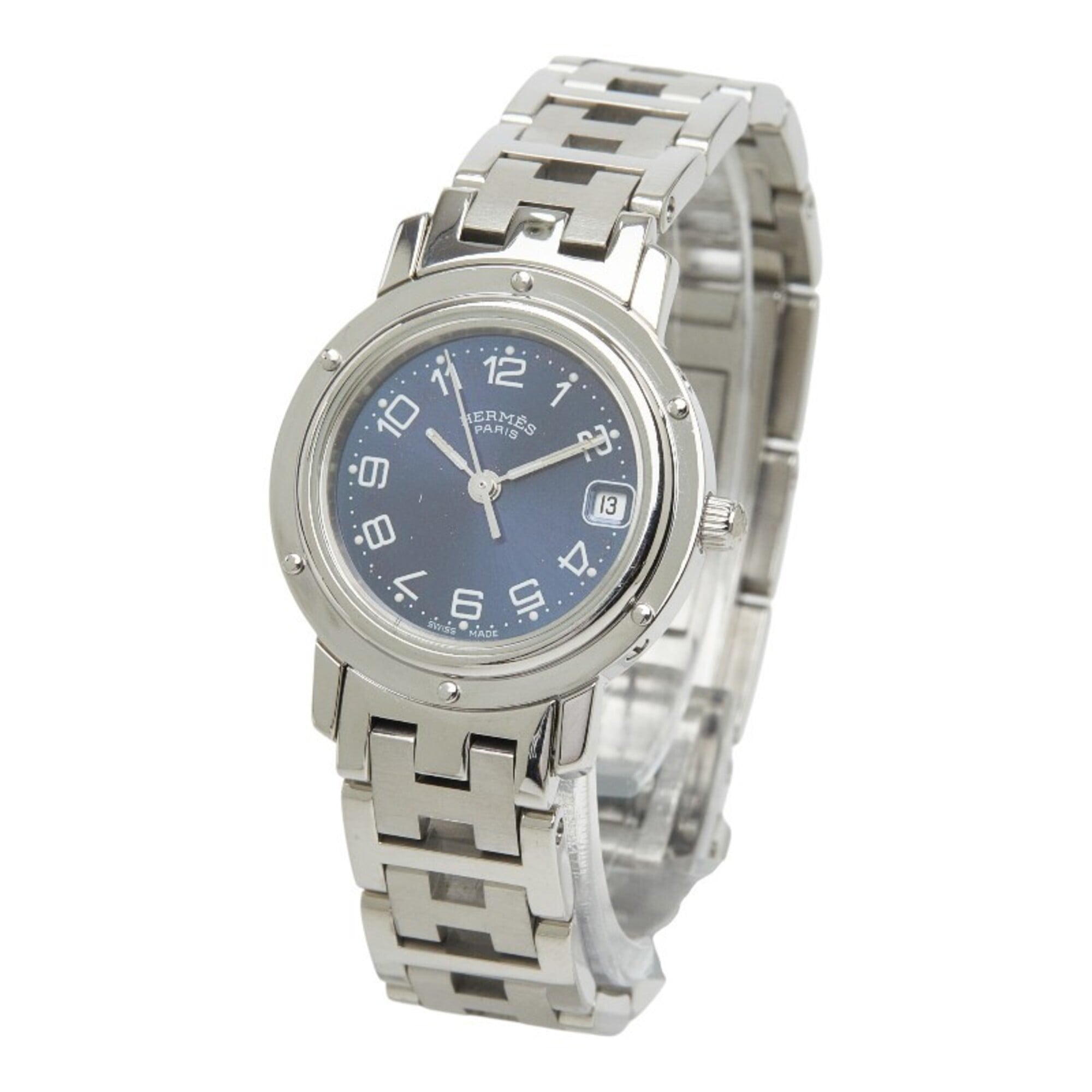 Hermes Clipper CL4.210 quartz navy dial stainless steel wo HERMES