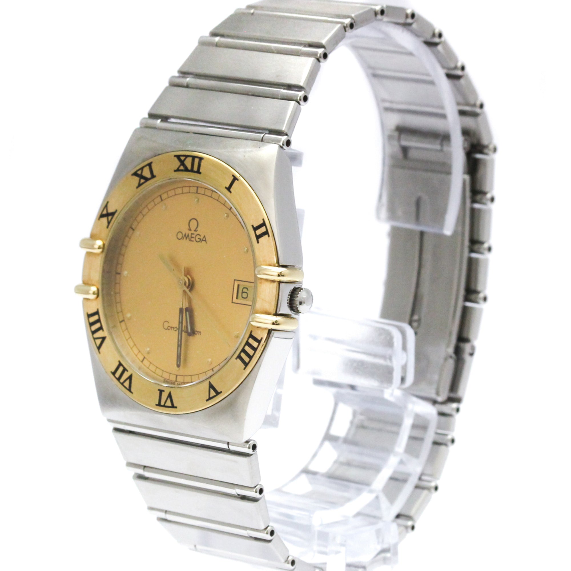 OMEGA Constellation 18K Gold Steel Quartz Mens Watch 396.1070 Polished