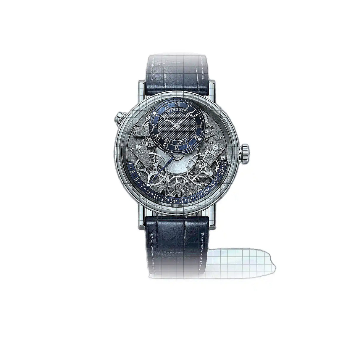 Montre Breguet Tradition 7597BB/GY/9WU, cadran bleu Blanc, or 40mm