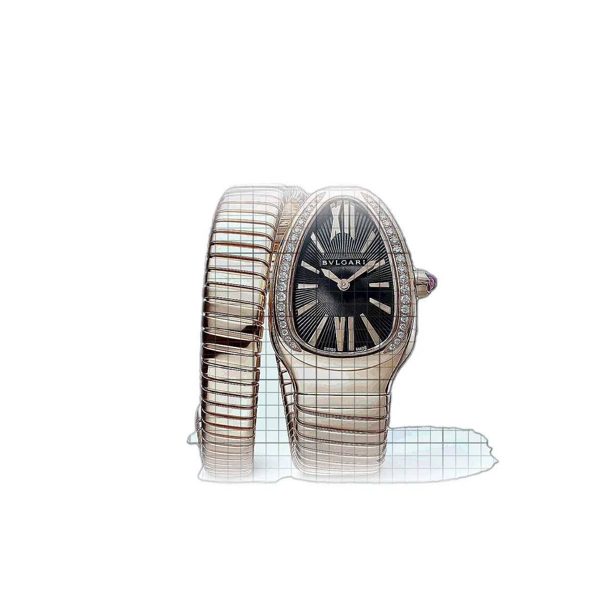 Bulgari Serpenti 101815 Horloge met zwarte wijzerplaat, roségoud, 35 mm