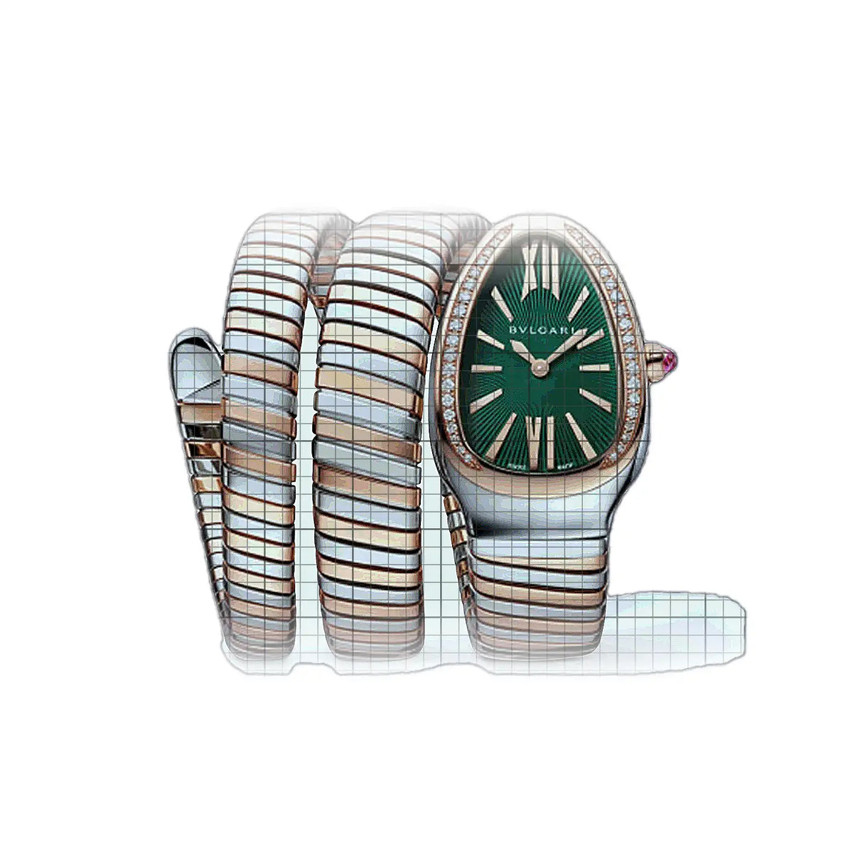Bulgari Serpenti 102791 Grün Zifferblatt Roségold, Edelstahl 35 mm Uhr