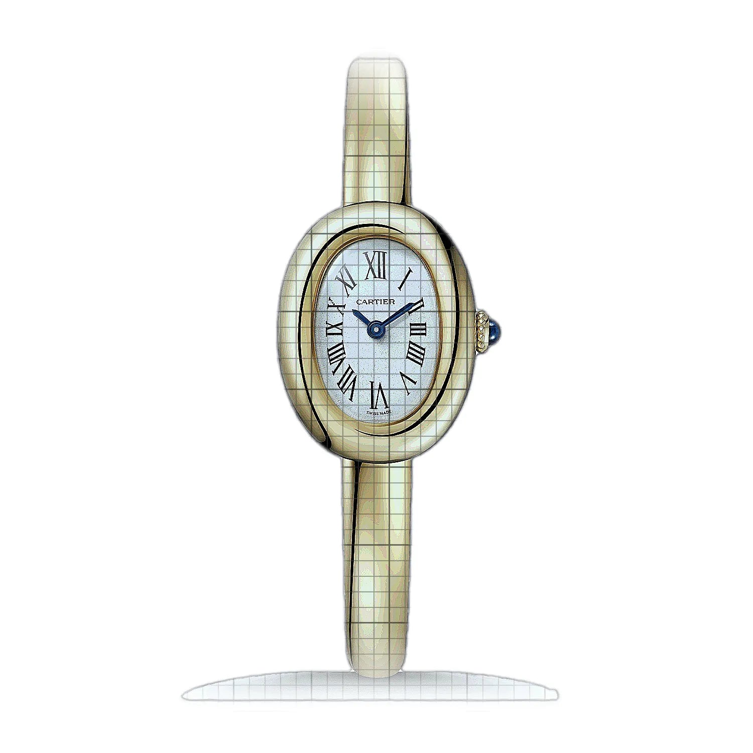 Cartier Bagnoire (Size 17) WGBA0035 White Dial Yellow gold 19mm Watch