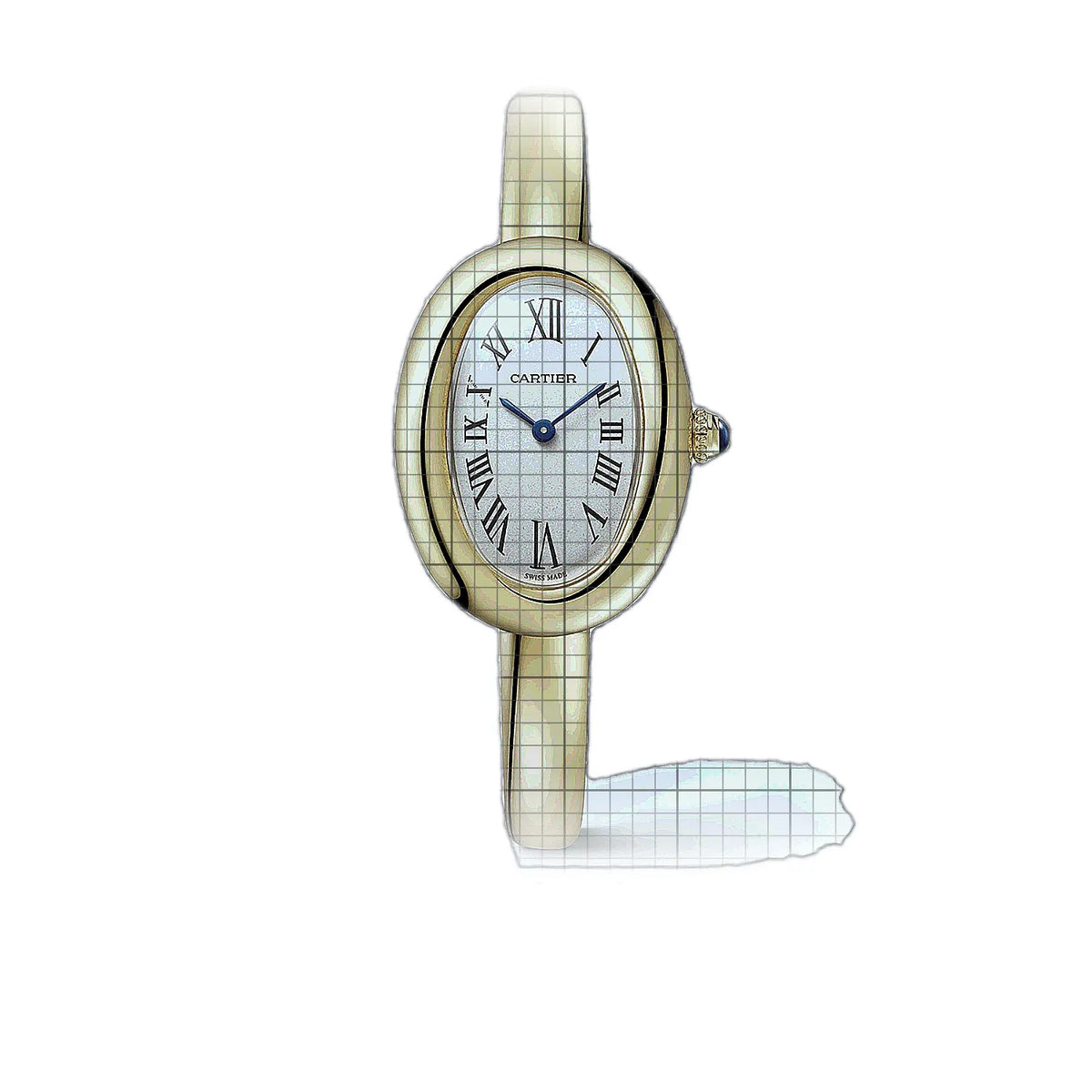 Cartier Baignoire WGBA0024 Silver Dial Yellow gold 25mm Watch