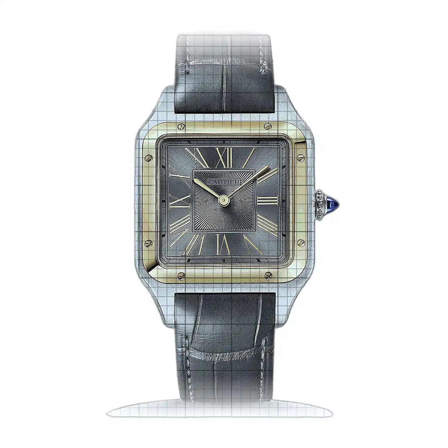 Cartier Santos-Dumont W2SA0028 Grey Dial Stainless steel, yellow gold 31mm Watch