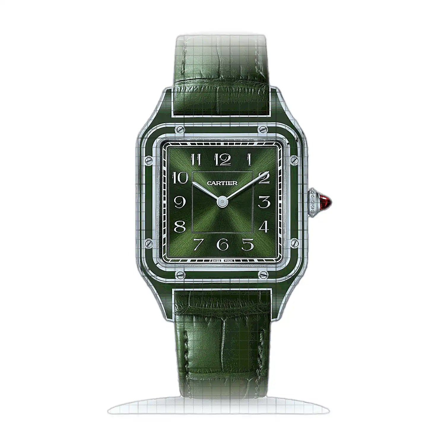 Cartier Santos-Dumont WGSA0096 Green Dial Platinum 31mm Watch