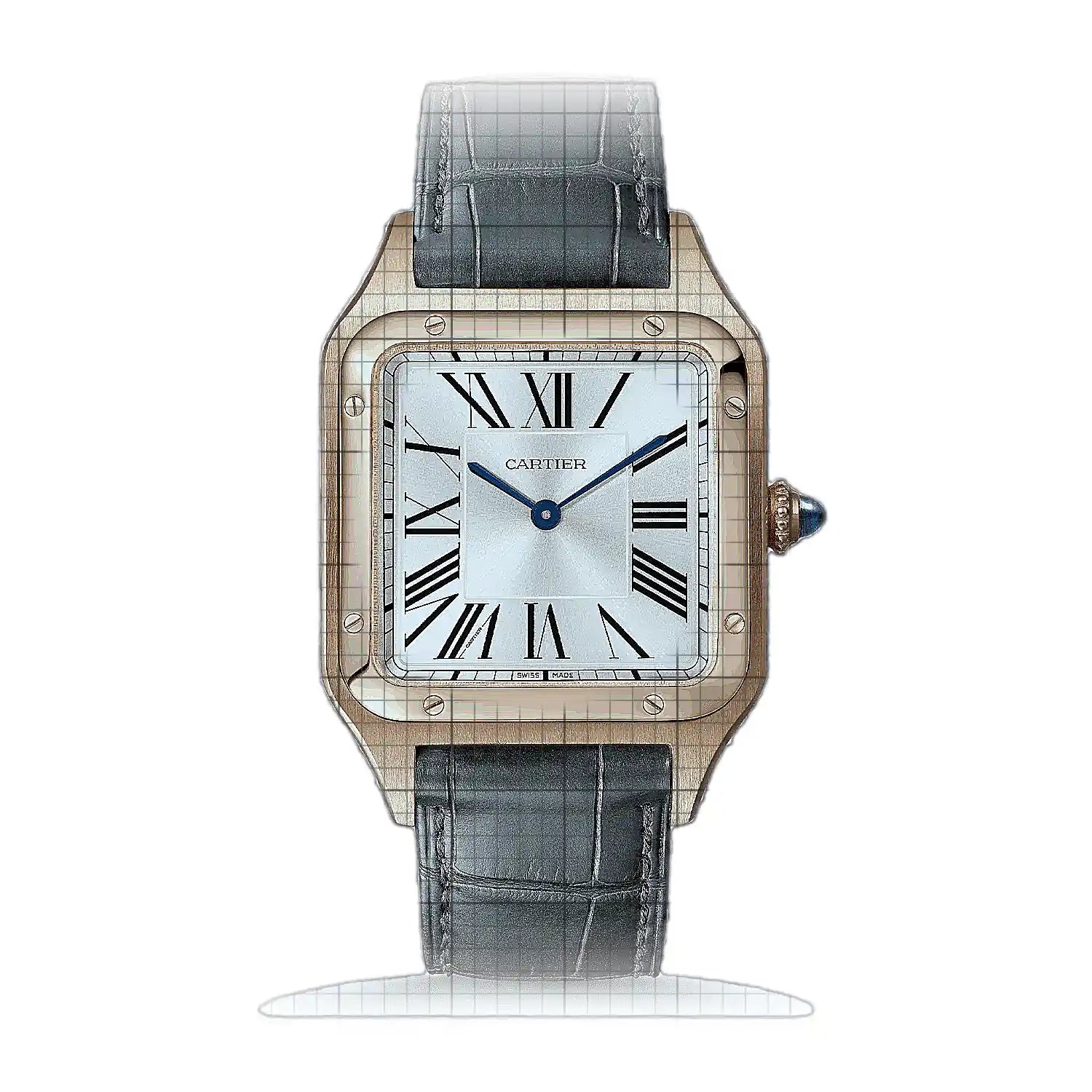 Cartier Santos-Dumont Rose gold WGSA0021 Silver Dial Rose gold 31mm Watch