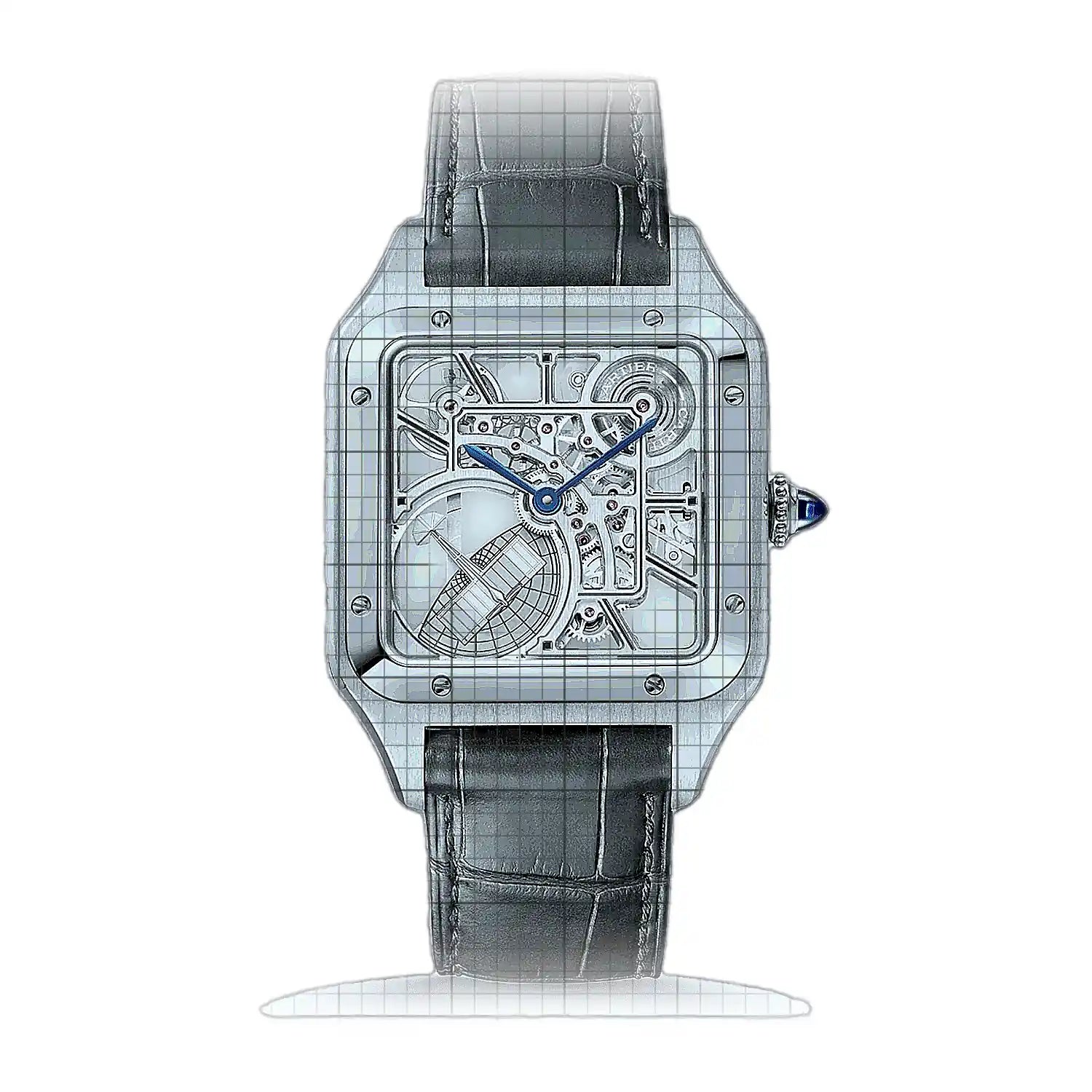 Cartier Santos-Dumont skeletonized with micro-rotor WHSA0032 Skeleton Dial Stainless steel 31mm Watch