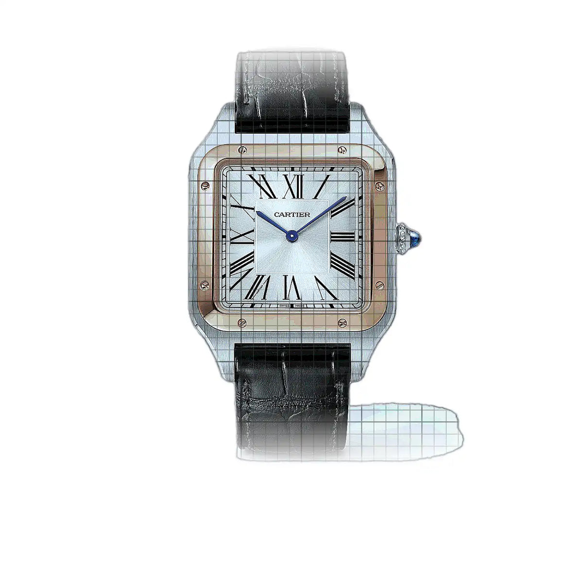 Montre Cartier Santos W2SA0017 à cadran argenté Or rose, acier inoxydable, 47 mm