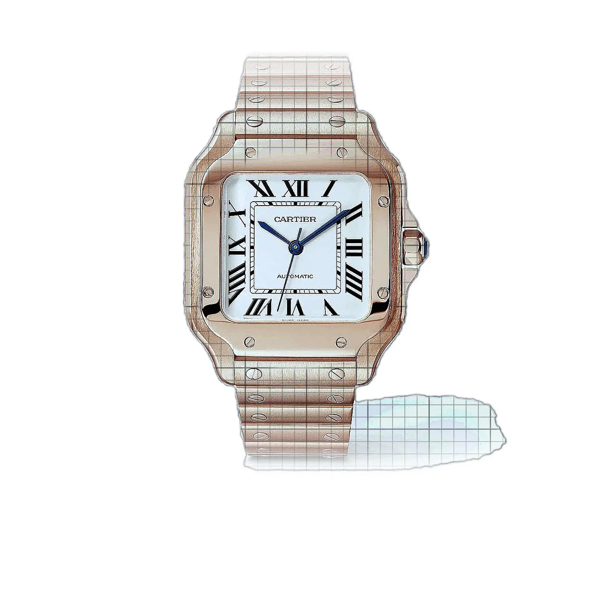 Cartier Santos WGSA0031 Silber Zifferblatt Roségold 42 mm Uhr