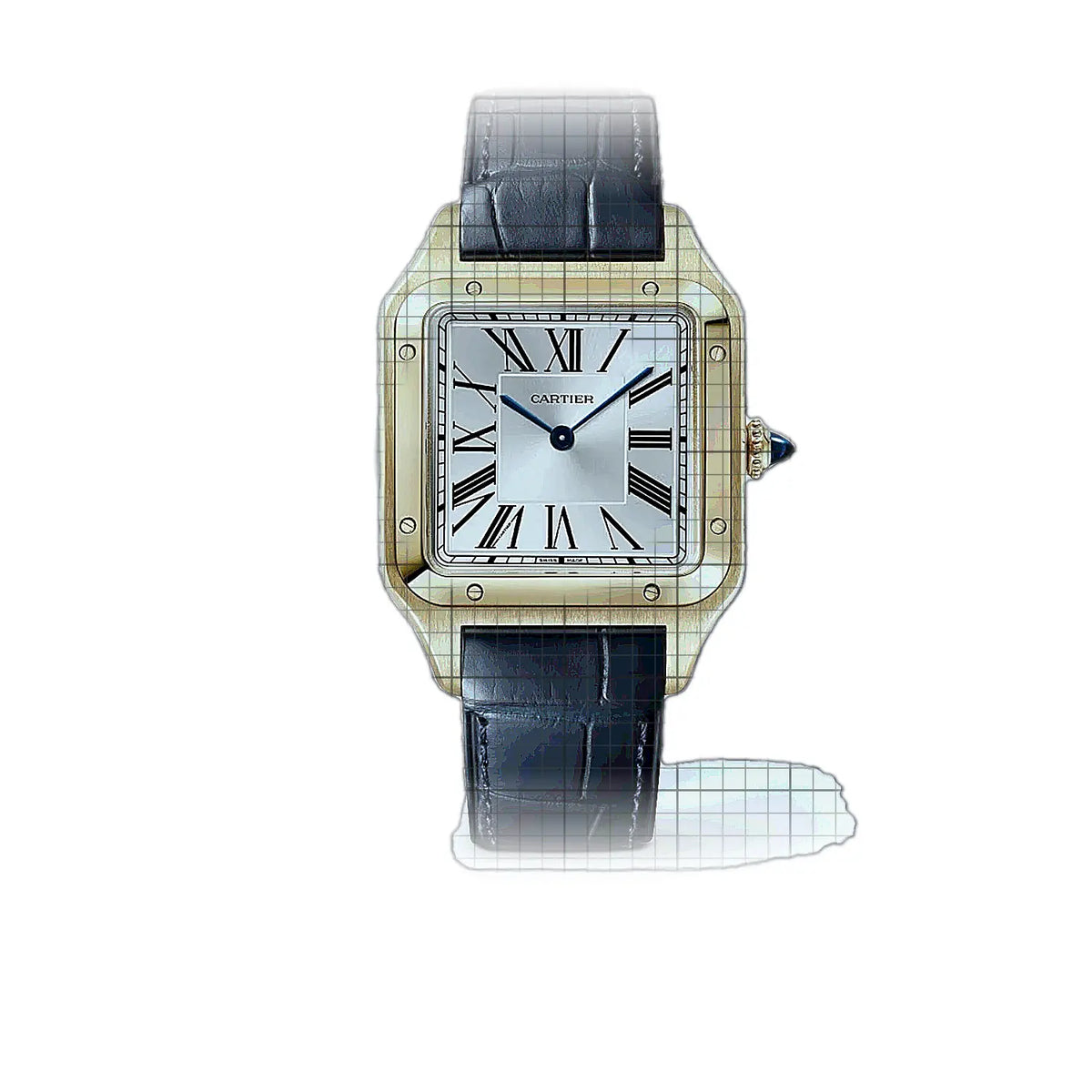 Montre Cartier Santos WGSA0139, cadran argenté, or jaune, 43 mm