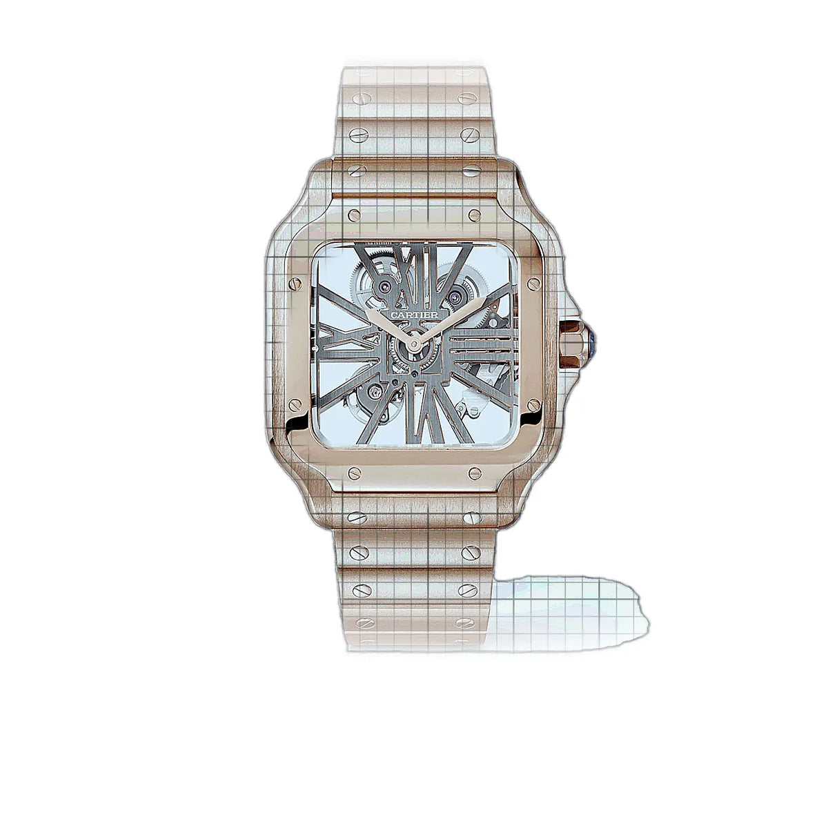 Cartier Santos WHSA0016 Skeleton Dial Rose gold 48mm Watch